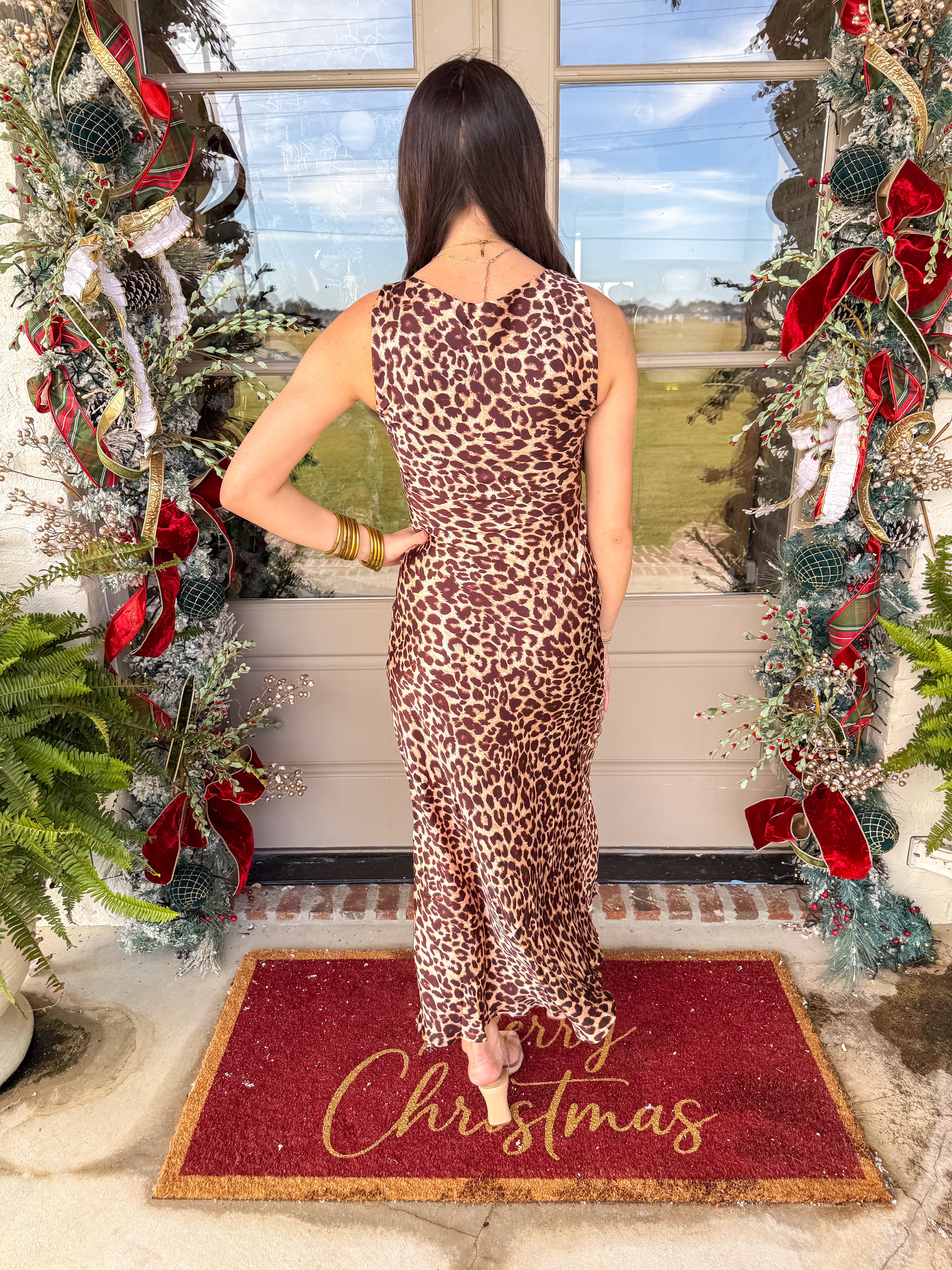 Alaia Leopard Flare Maxi Dress