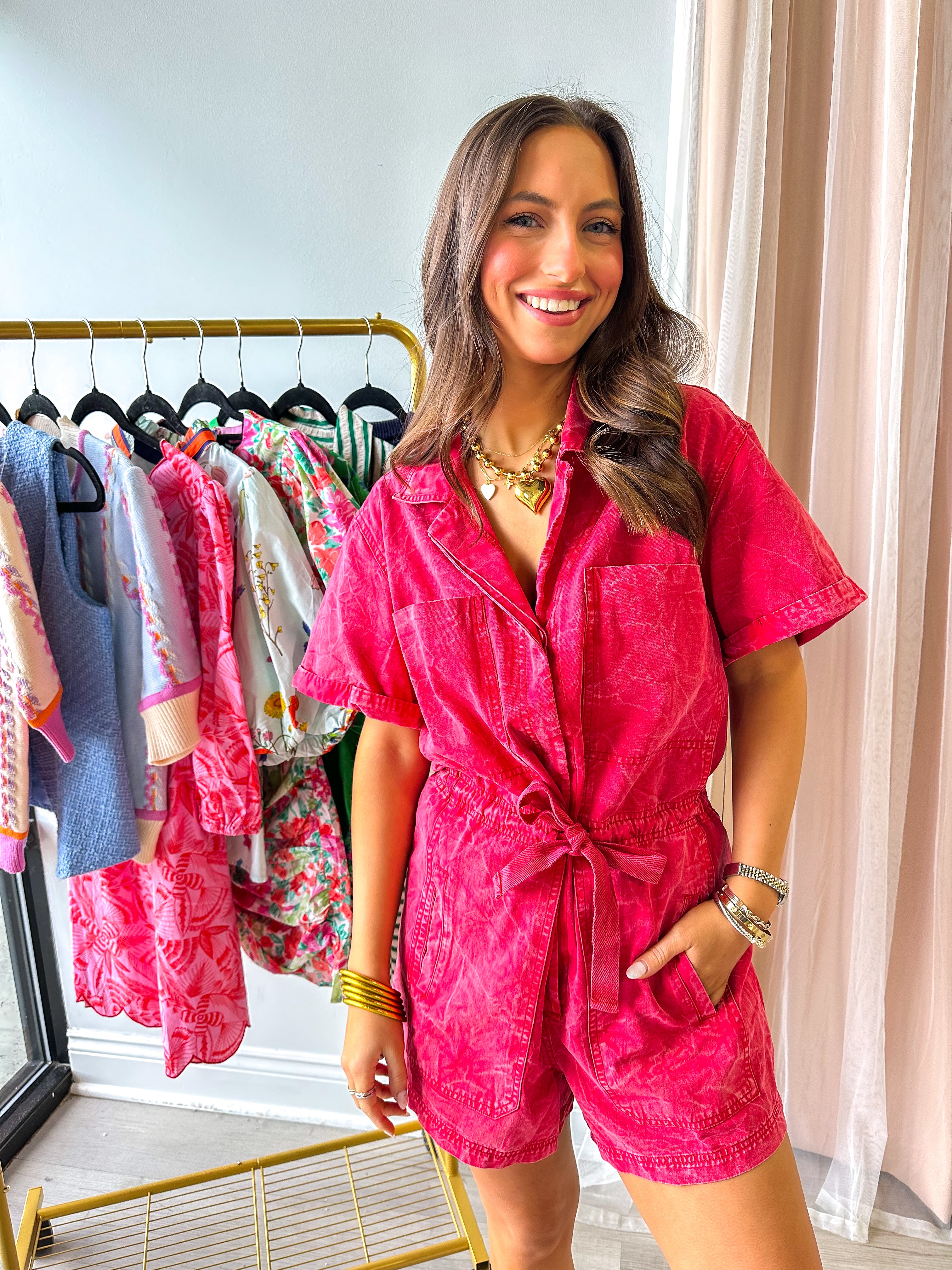 Washed Crimson Red Romper