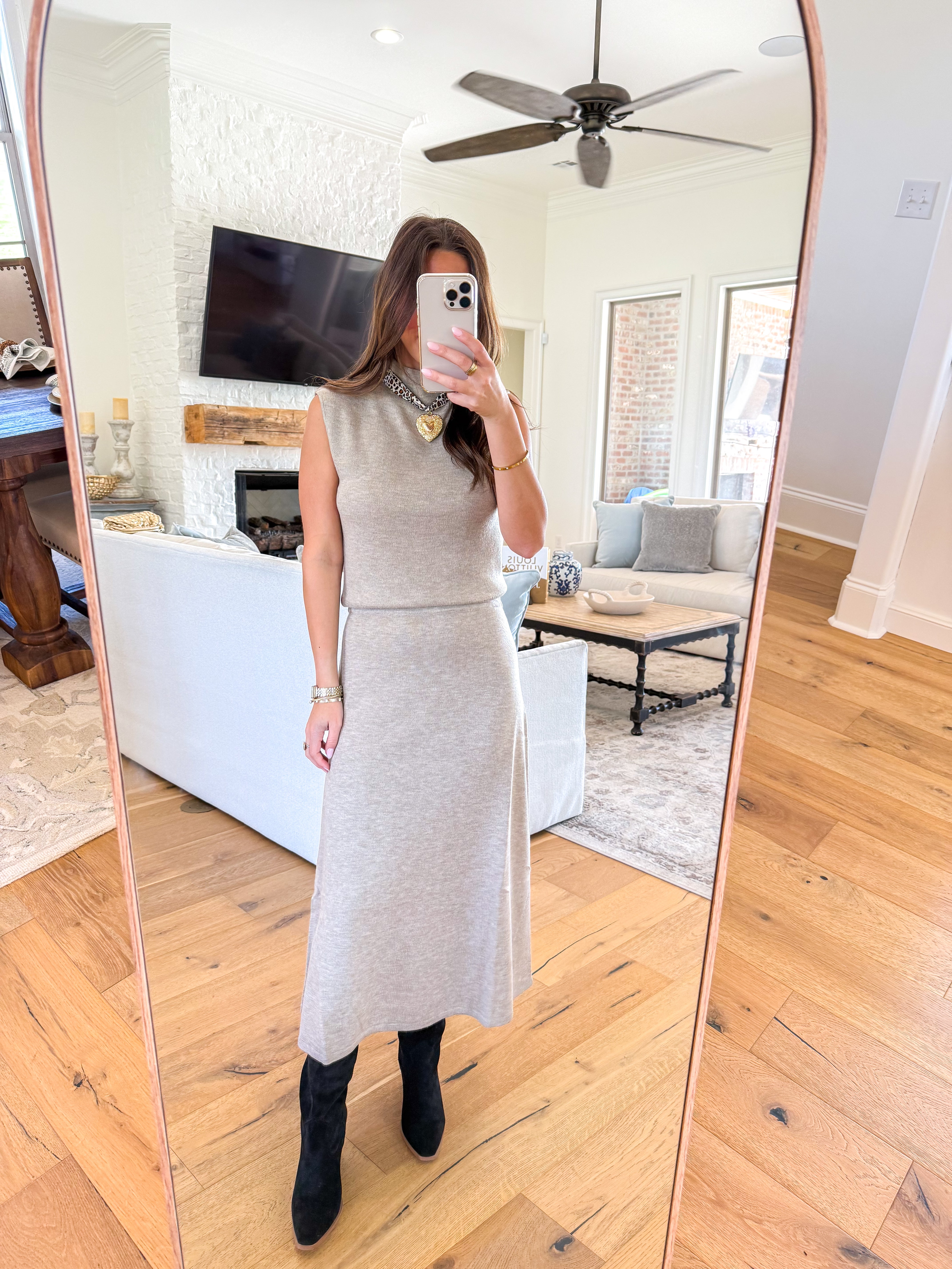 Deora Midi Sweater Skirt Taupe