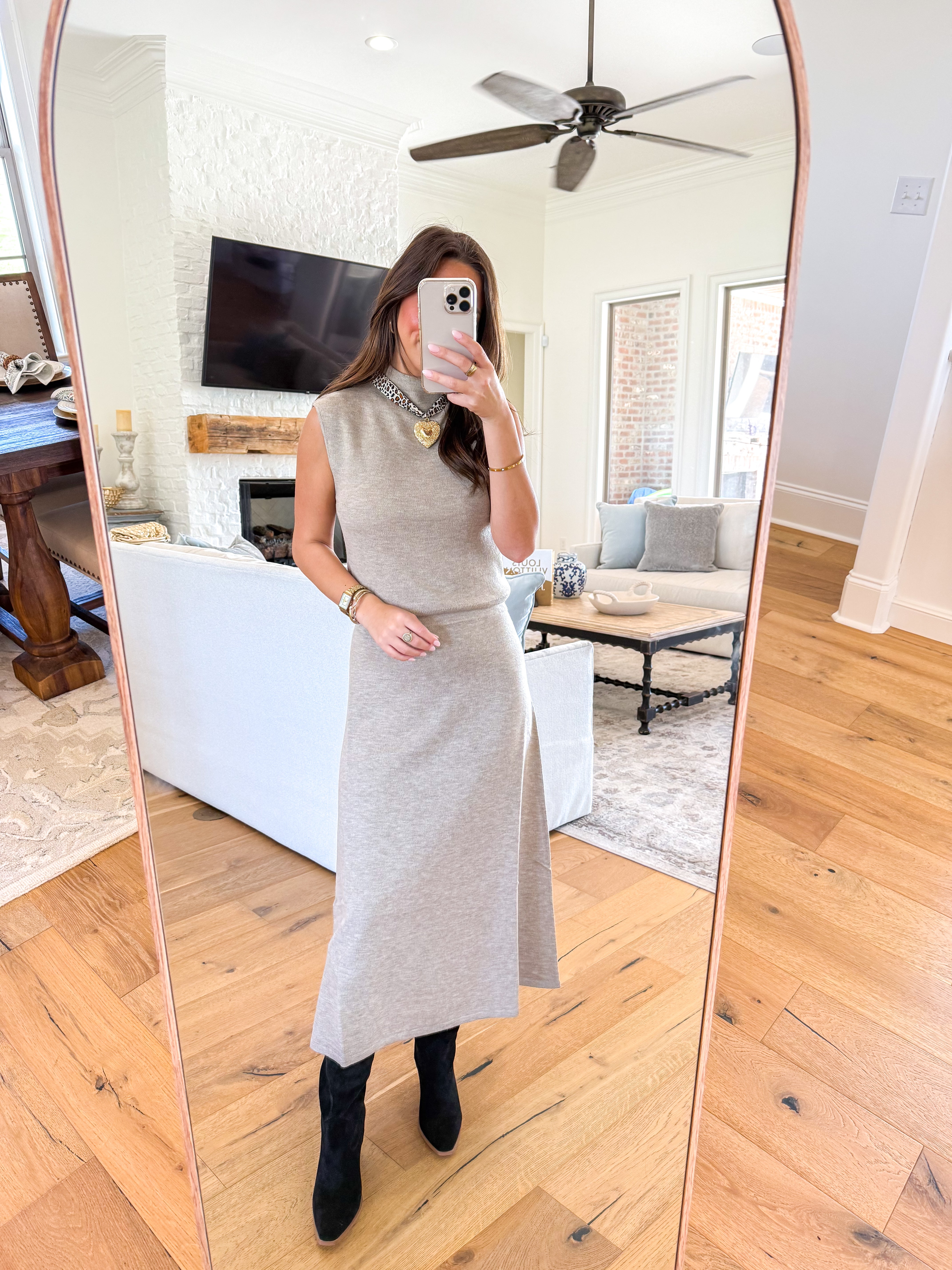 Deora Midi Sweater Skirt Taupe