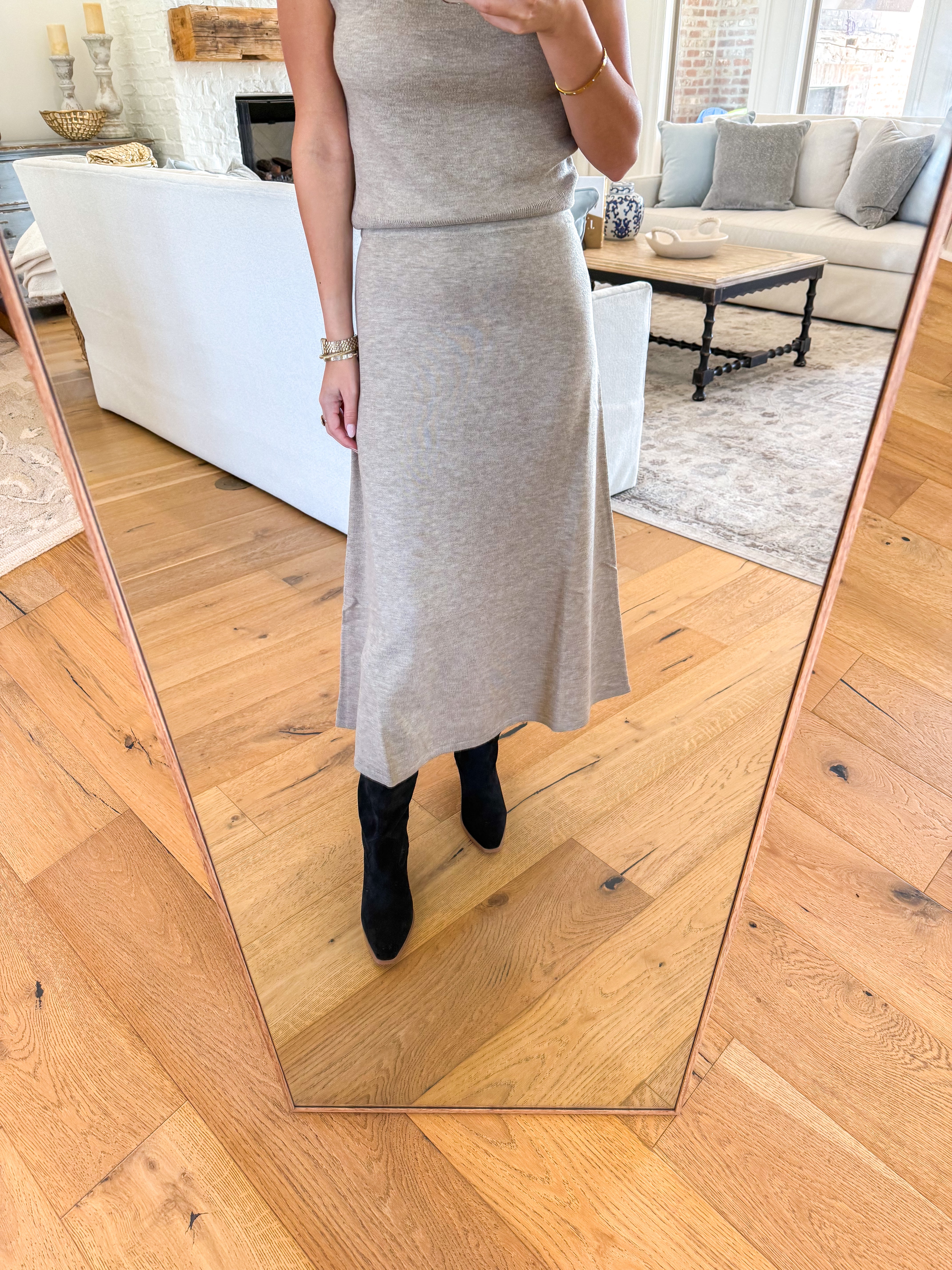 Deora Midi Sweater Skirt Taupe