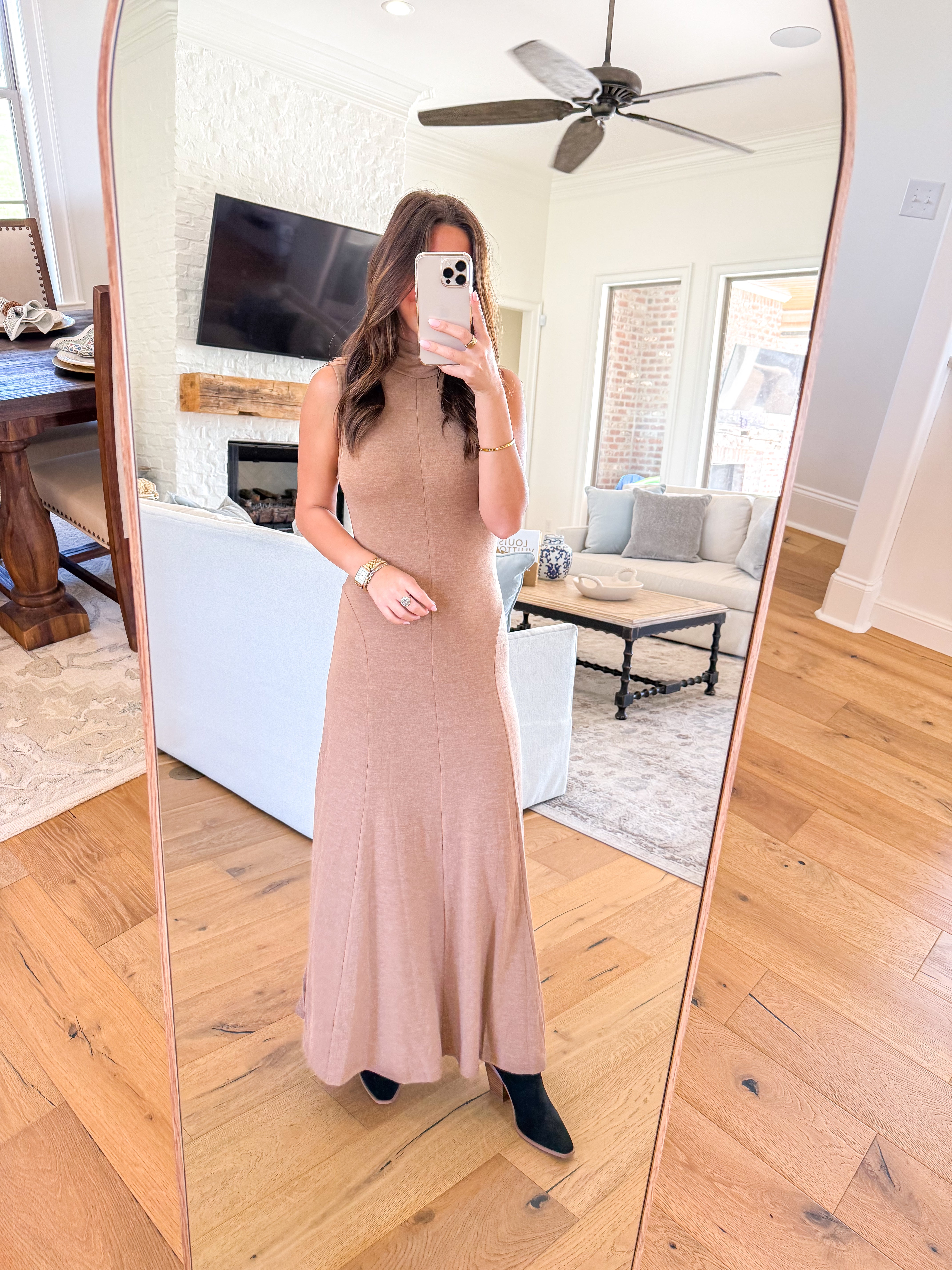 Haylie Sleeveless Turtleneck Sweater Dress Khaki