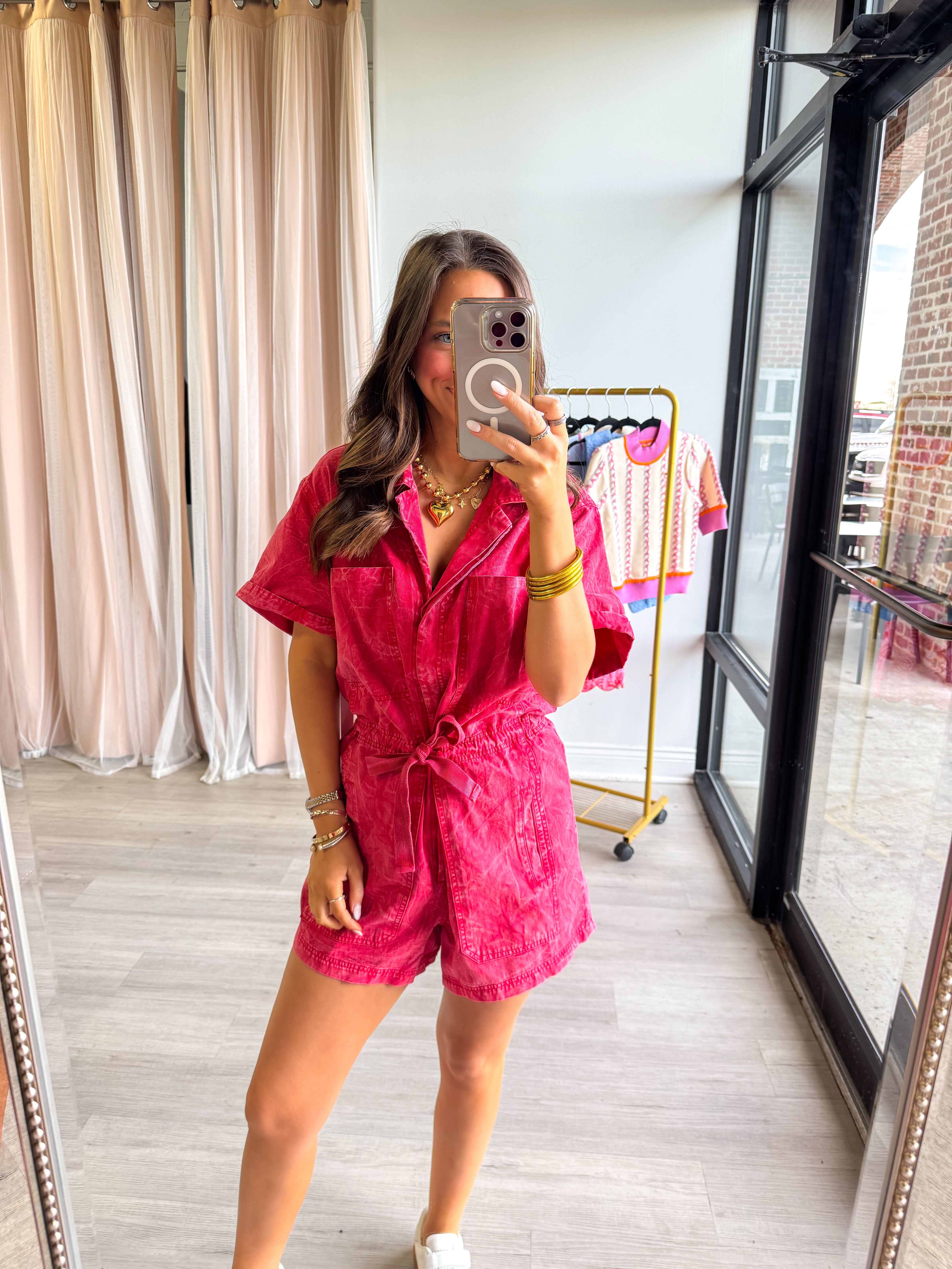 Washed Crimson Red Romper