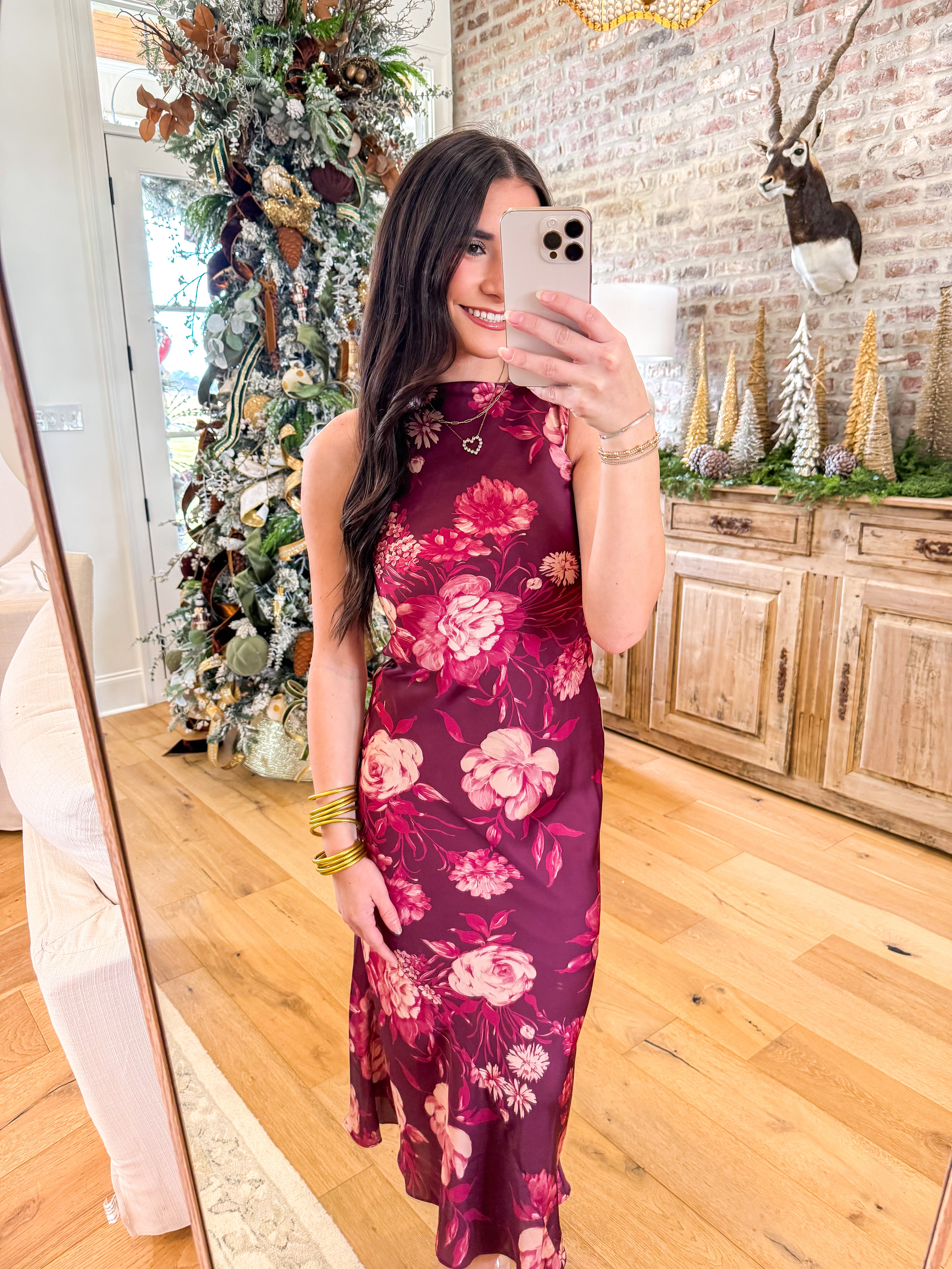 Ruby Floral Satin Maxi Dress