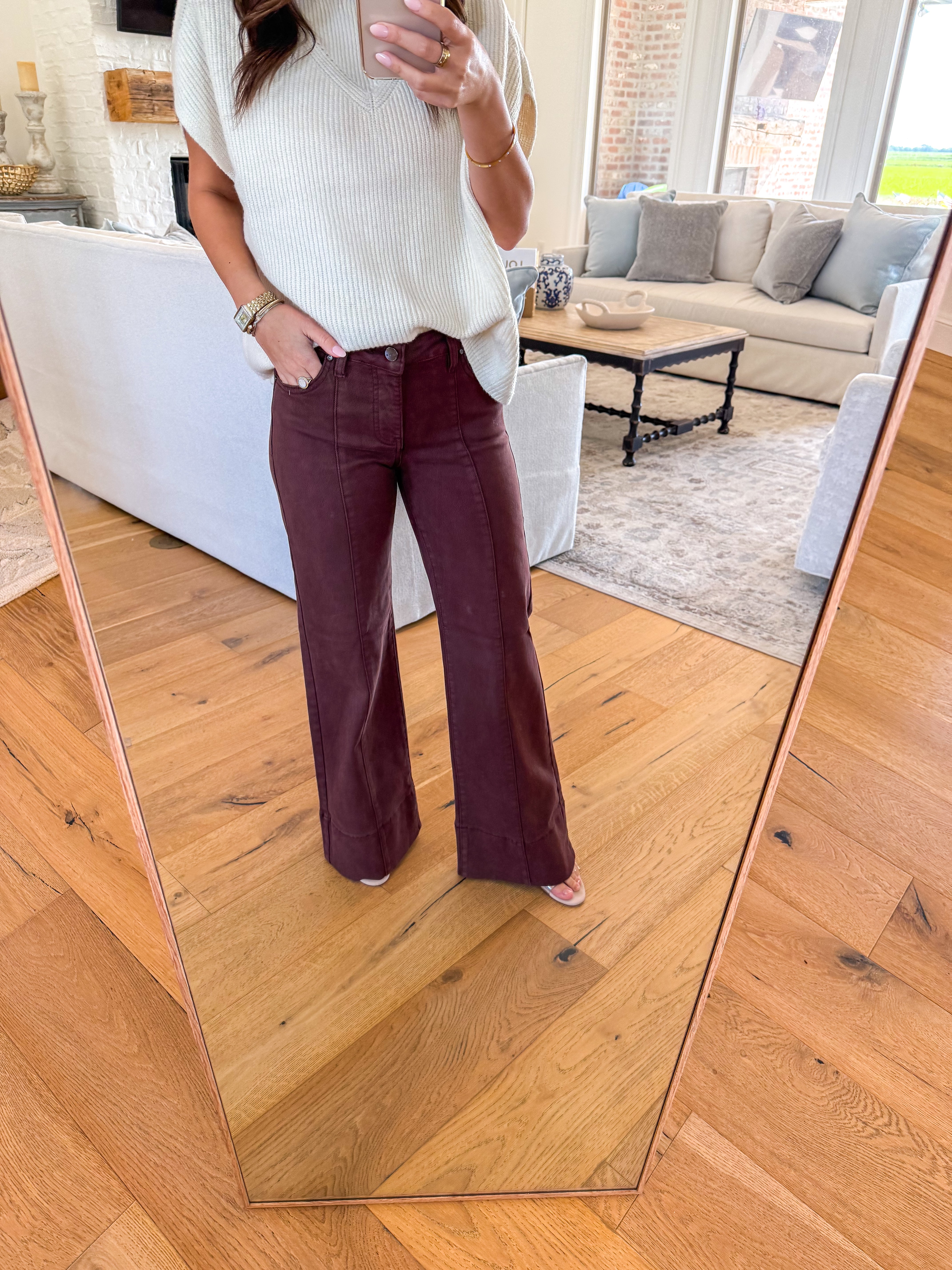 Chocolate Brown Tummy Control MR Wide Leg & Wide Hem