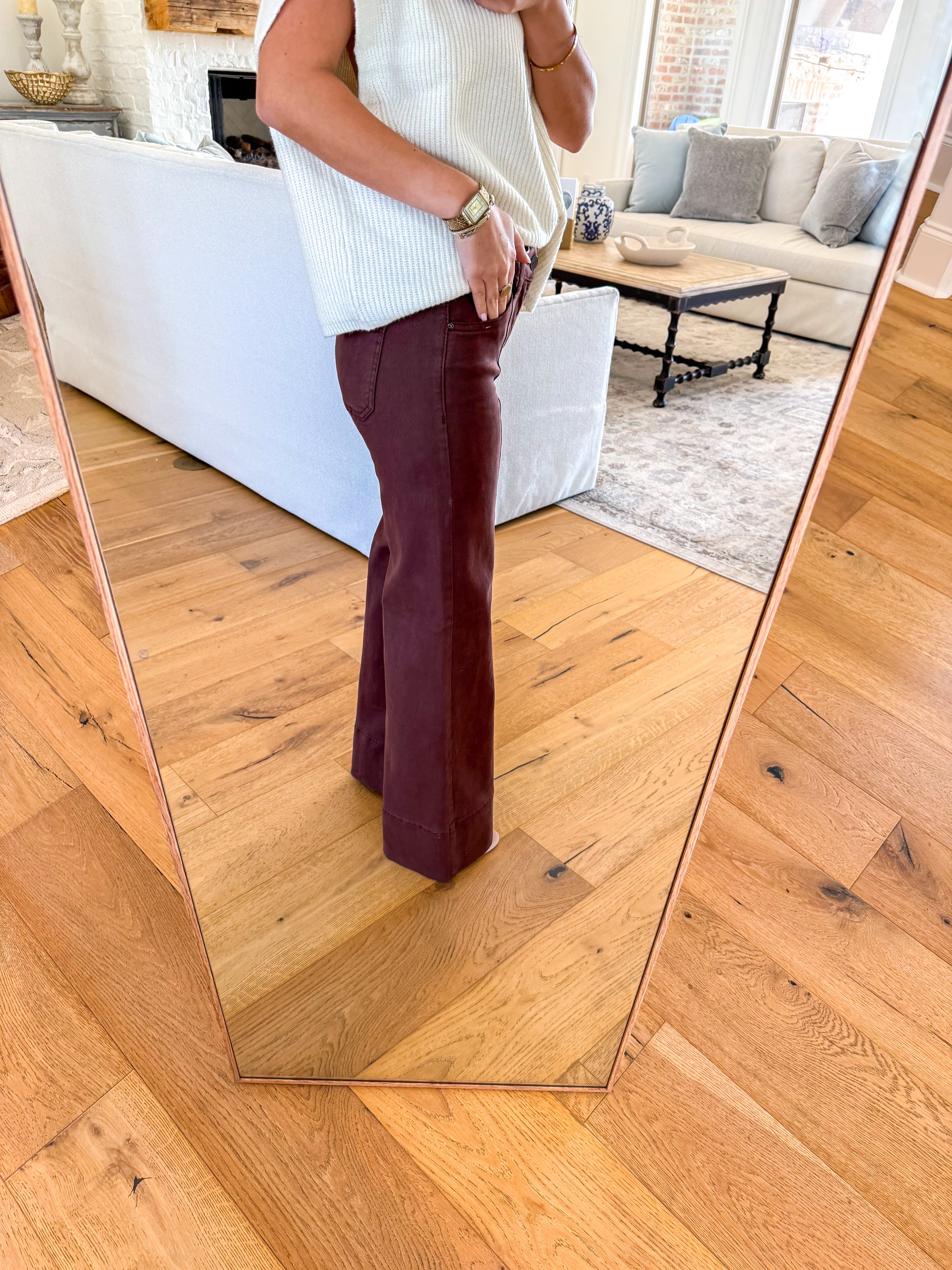 Chocolate Brown Tummy Control MR Wide Leg & Wide Hem