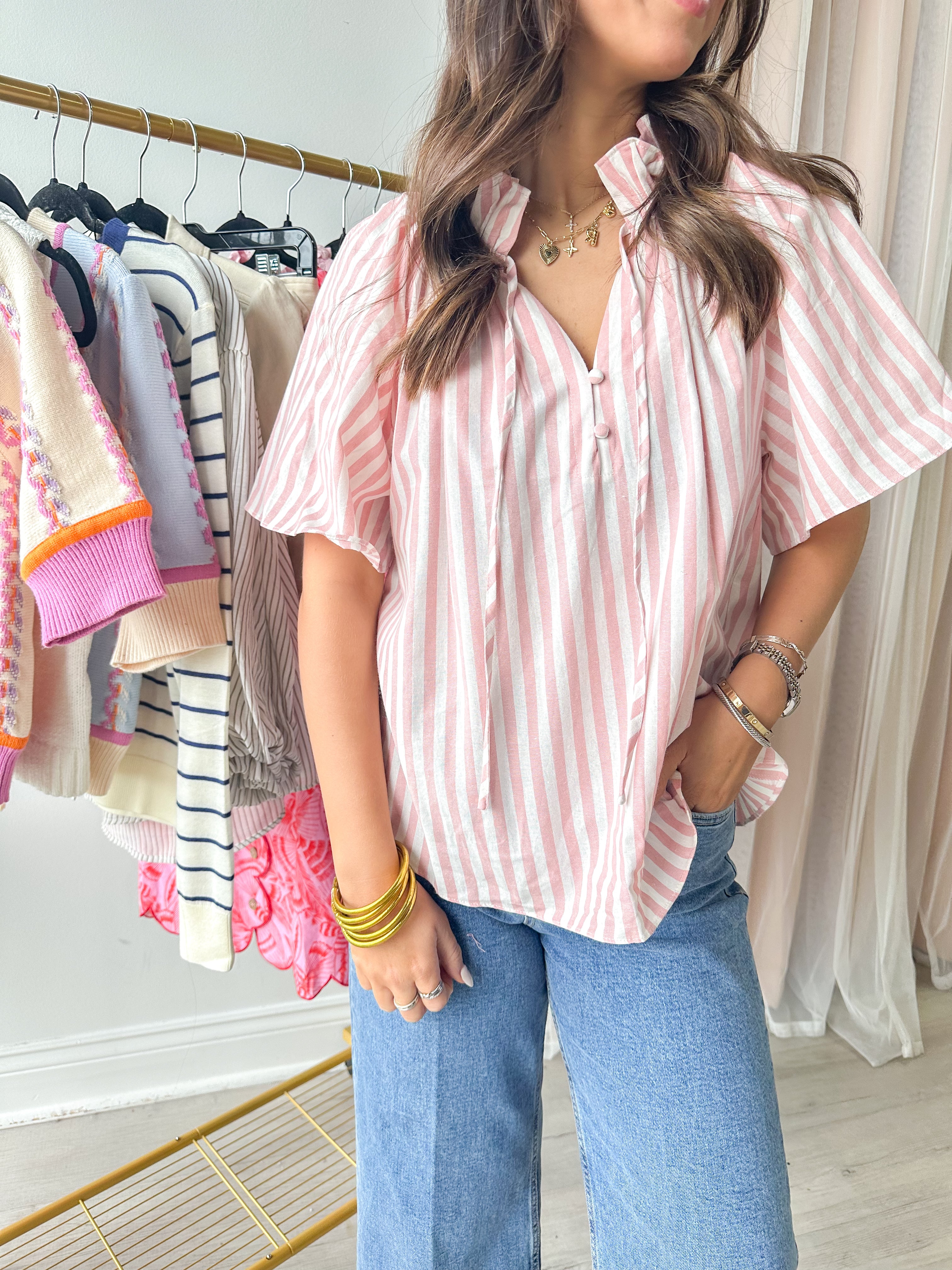 Walk With Me Pink Striped Top