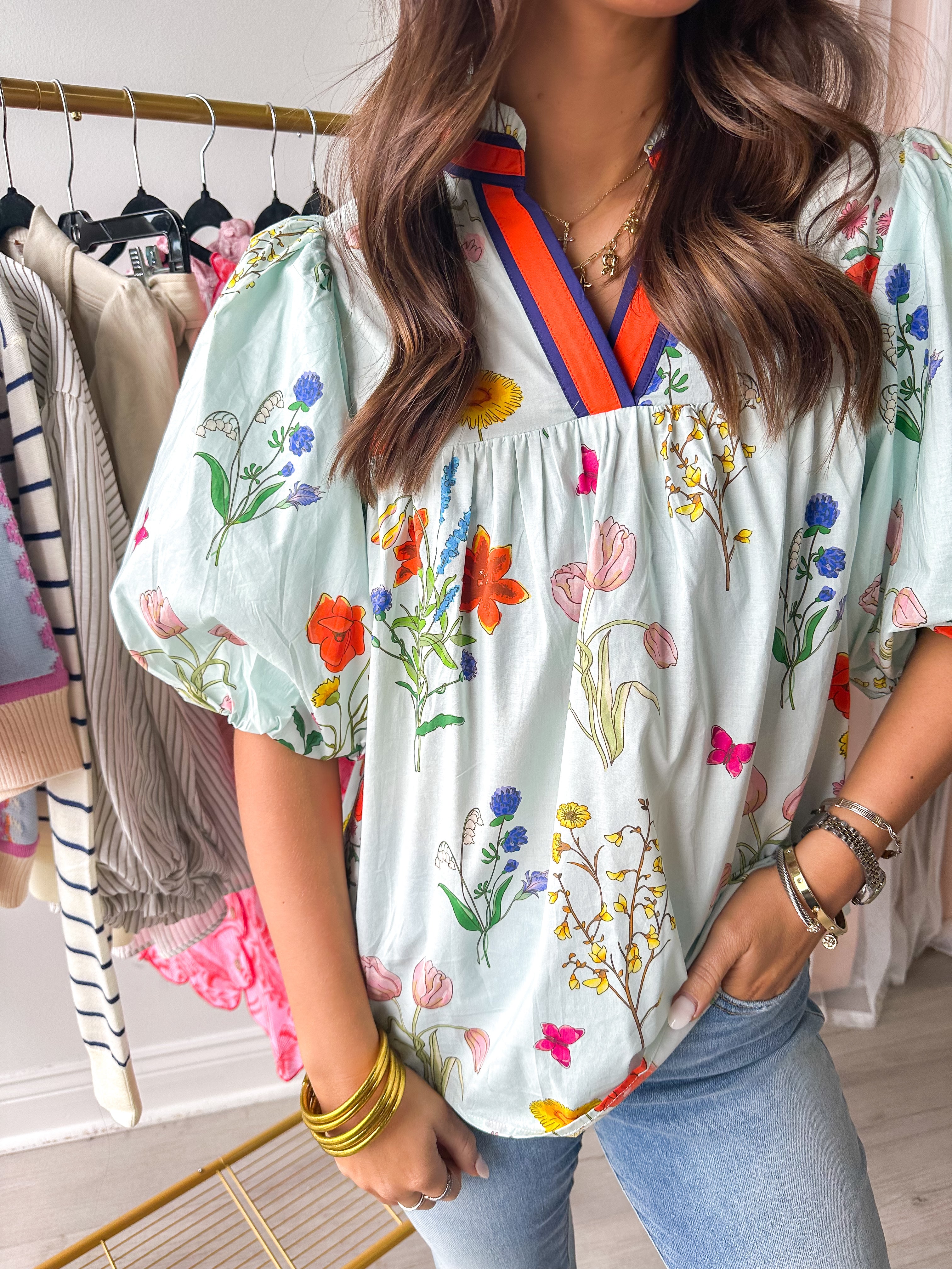 Floral Garden Puff Sleeve Blouse