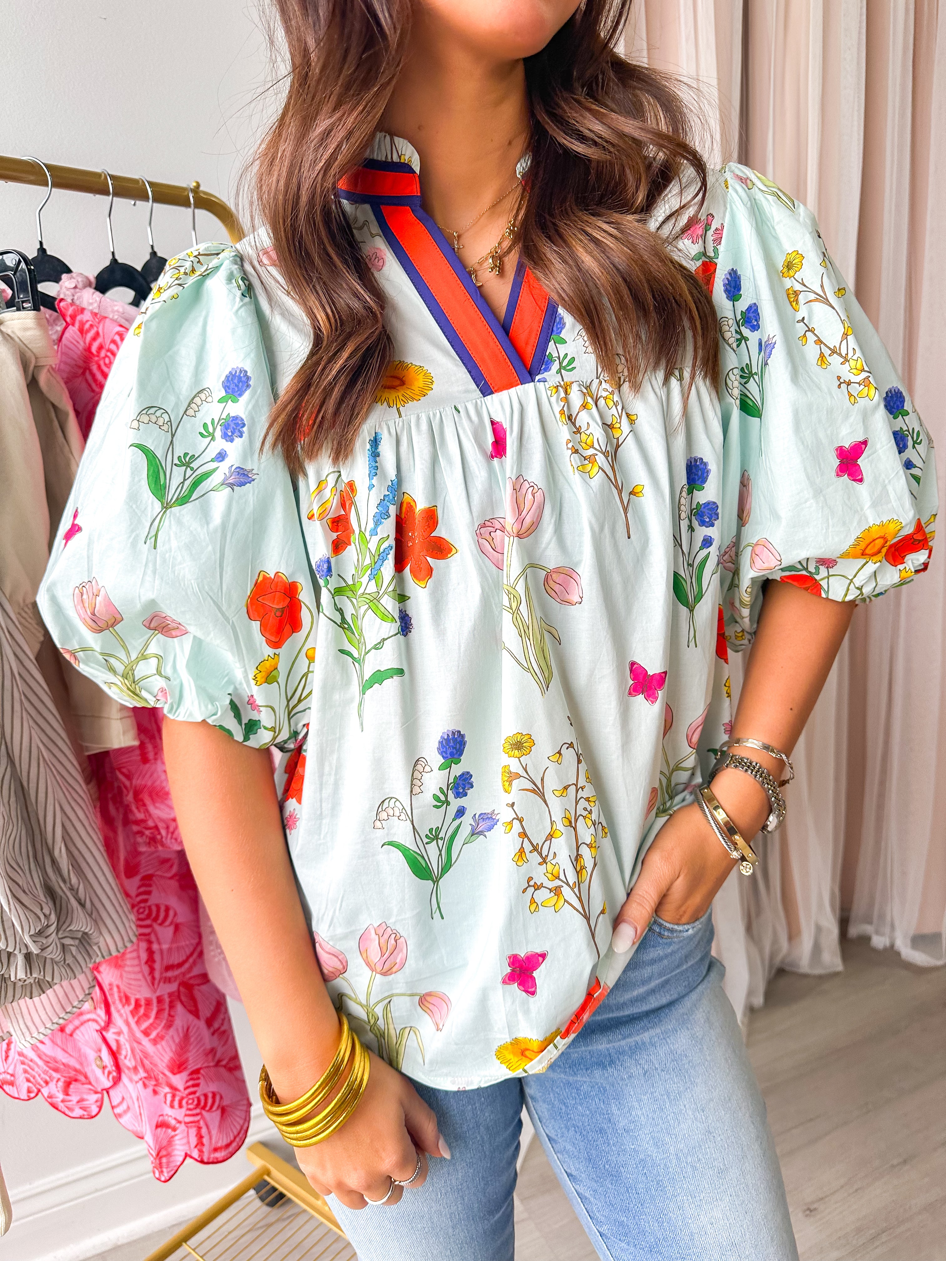 Floral Garden Puff Sleeve Blouse