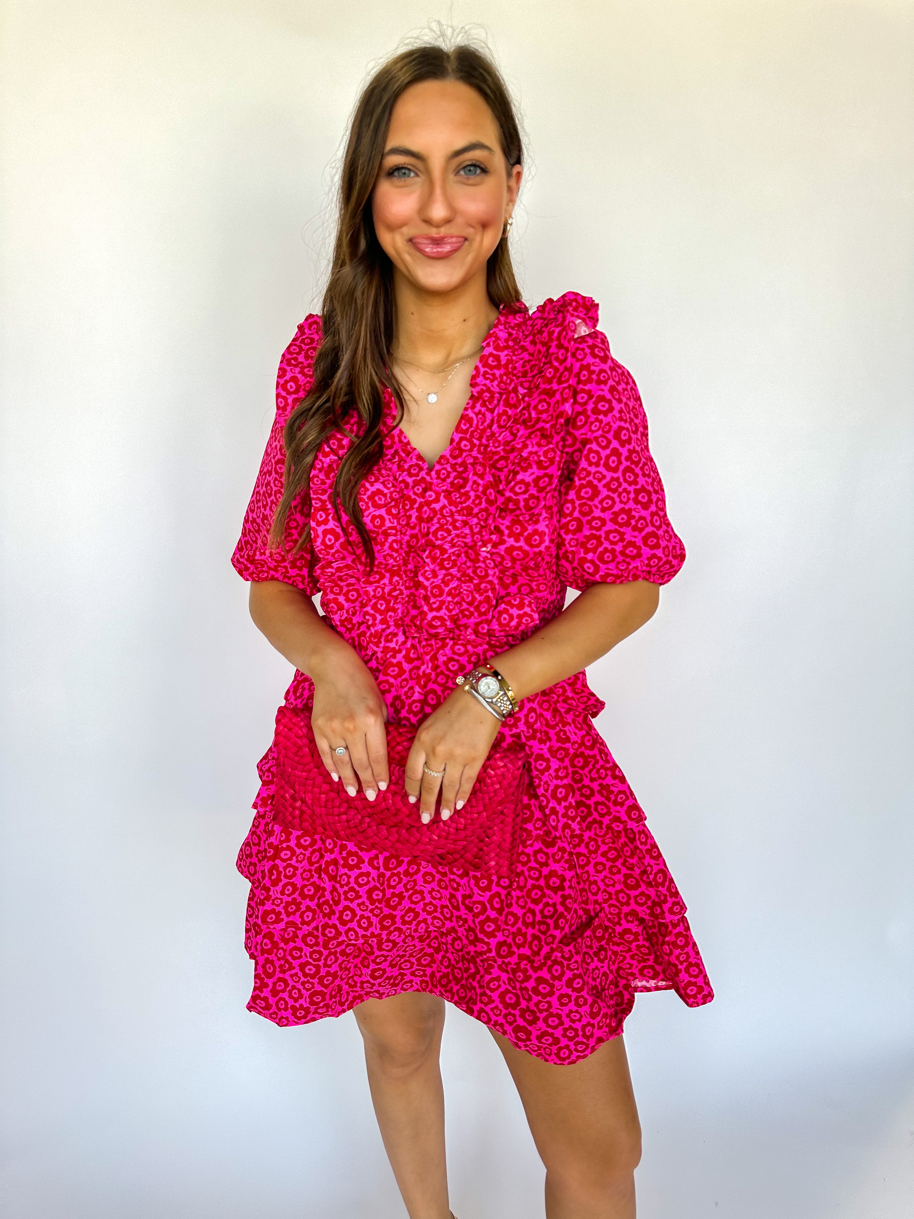 Retro Floral Smock Tier Dress