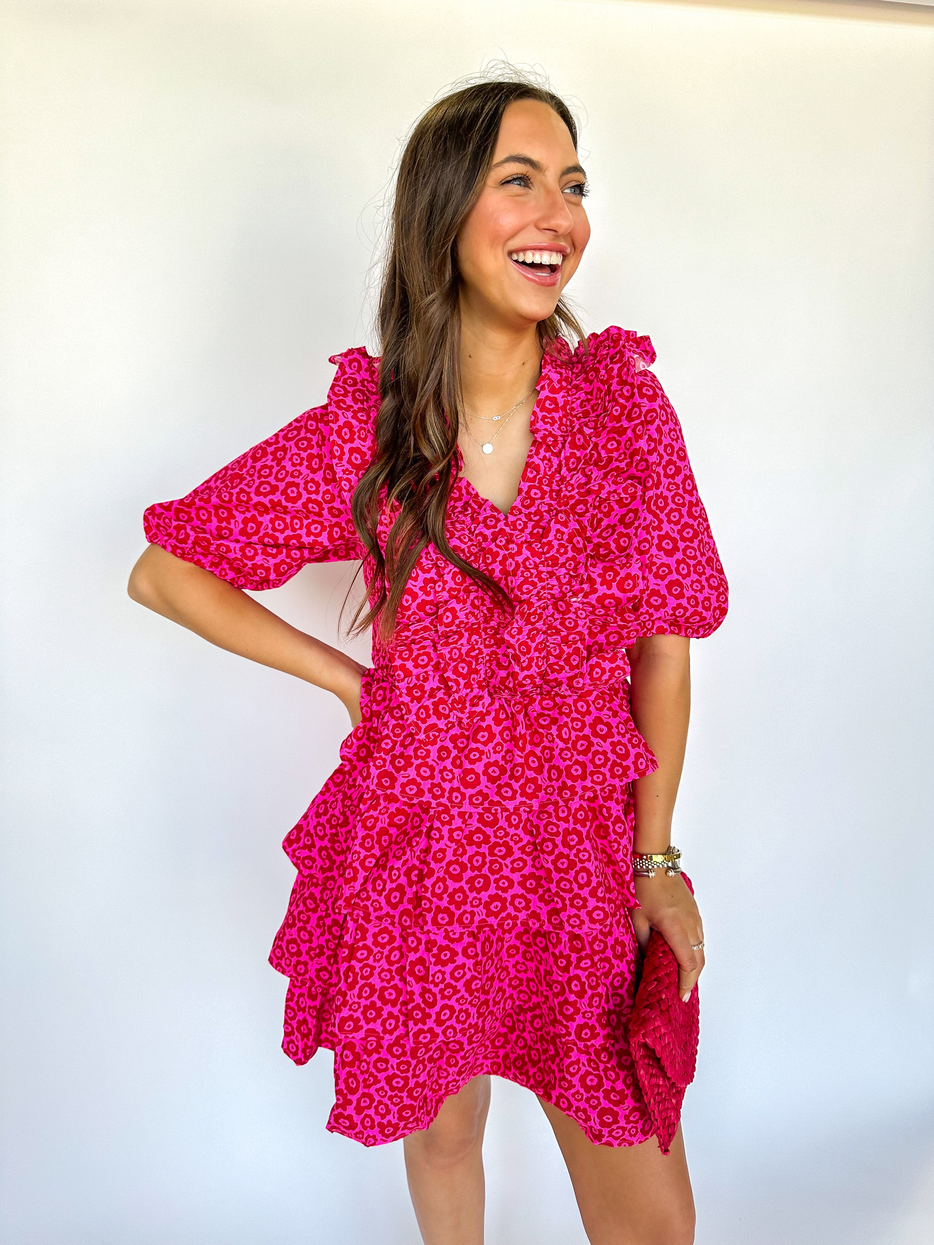 Retro Floral Smock Tier Dress