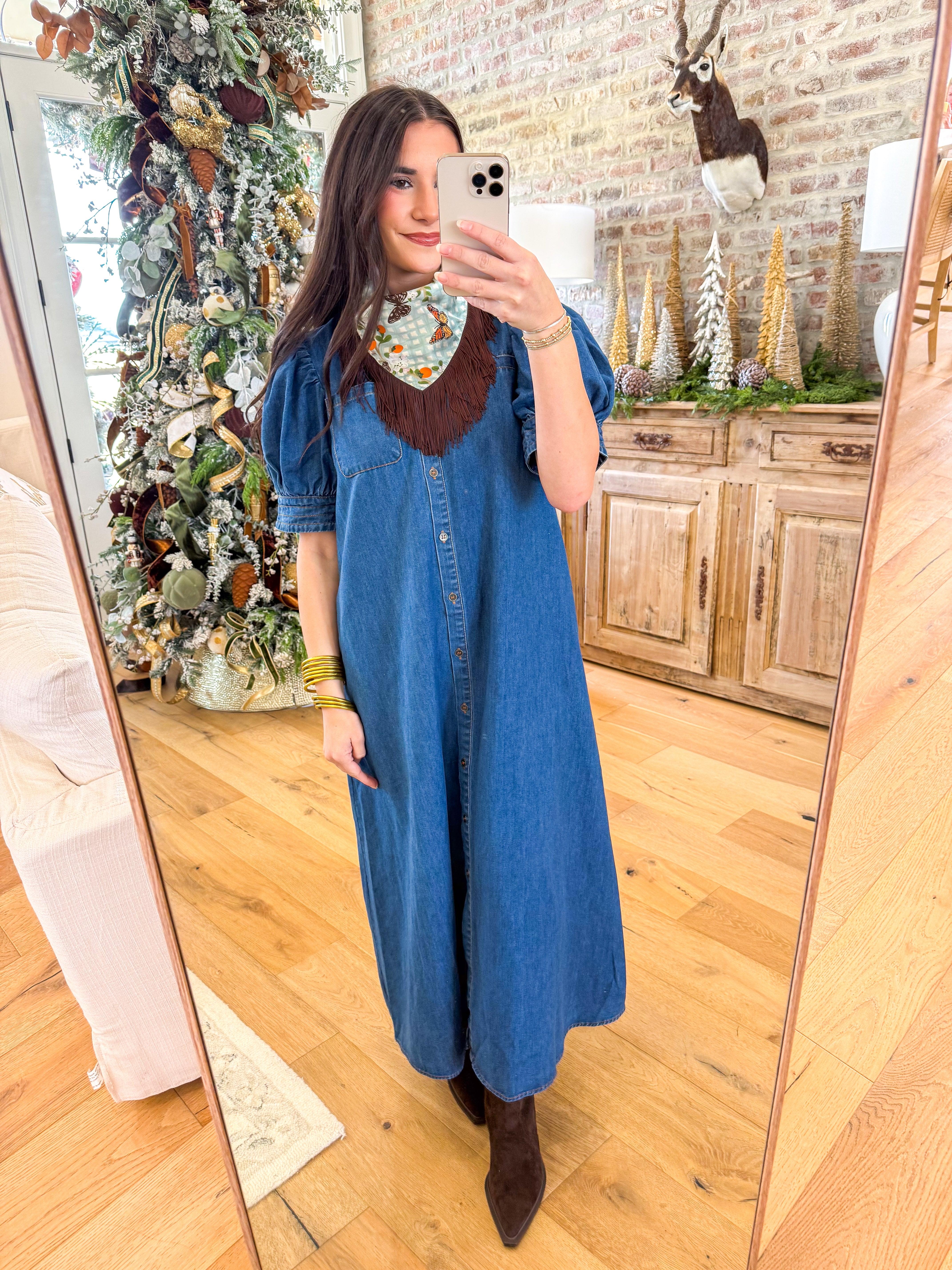 The Magnolia Button-Front Denim Maxi