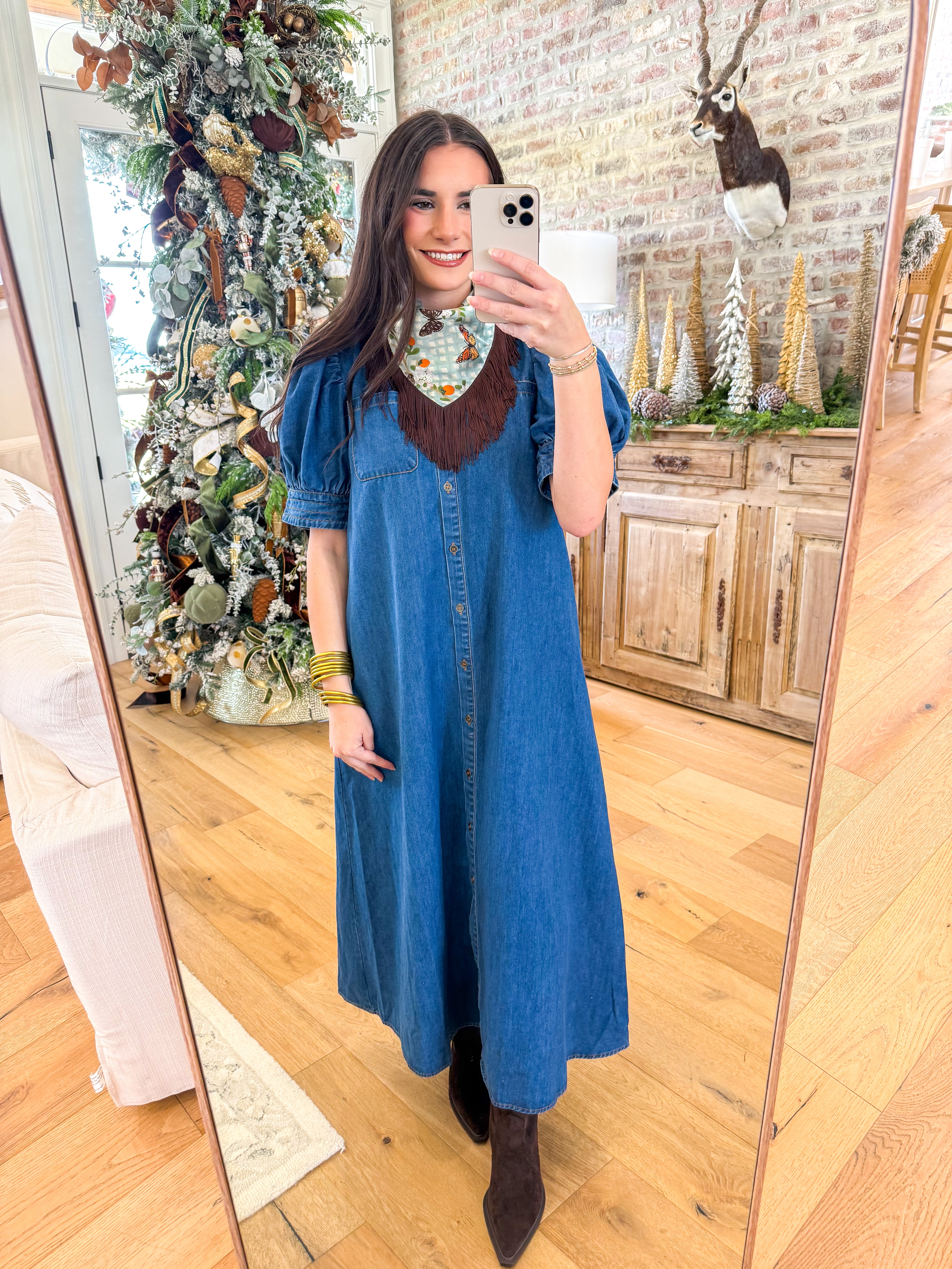 The Magnolia Button-Front Denim Maxi