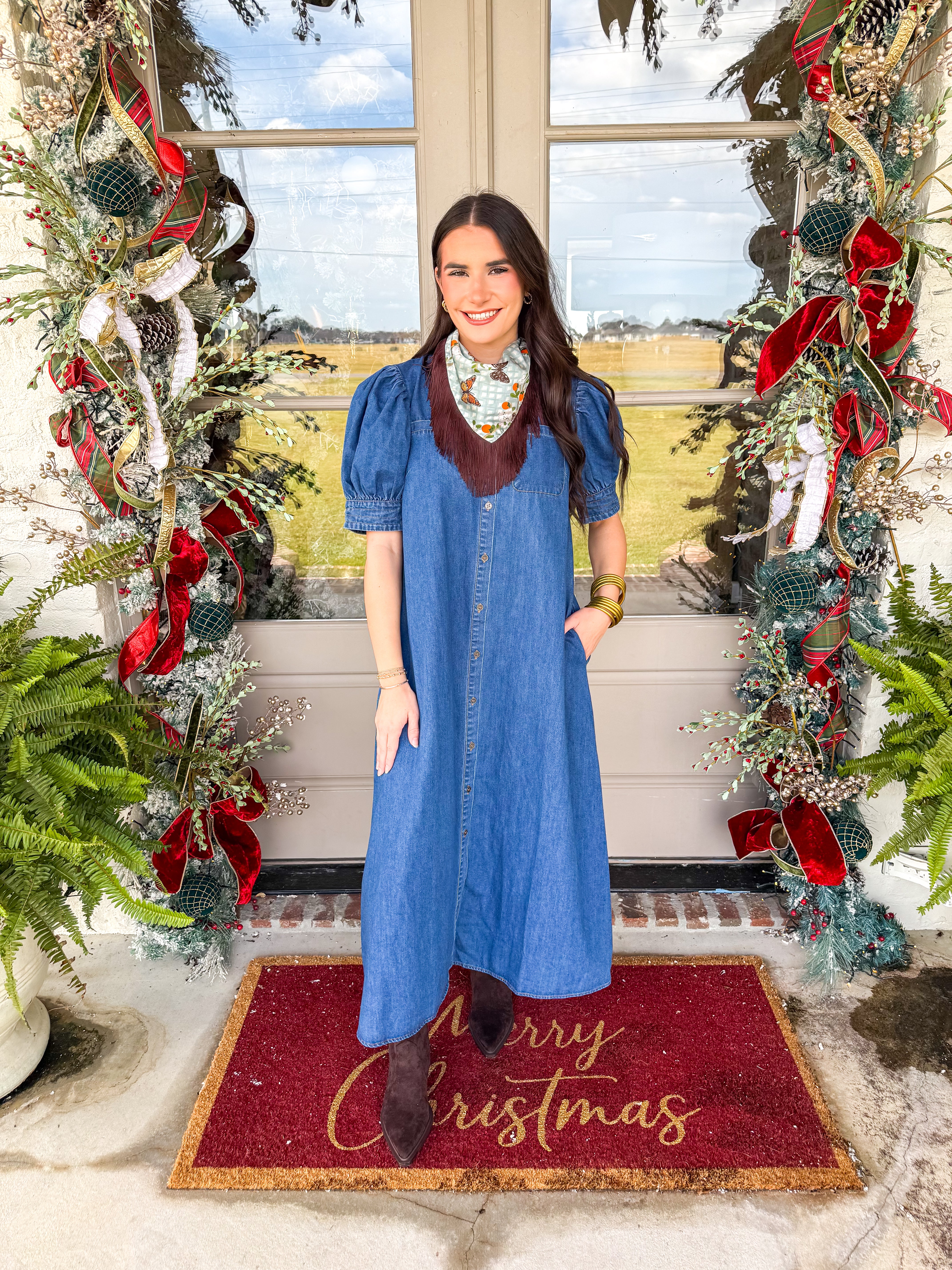 The Magnolia Button-Front Denim Maxi
