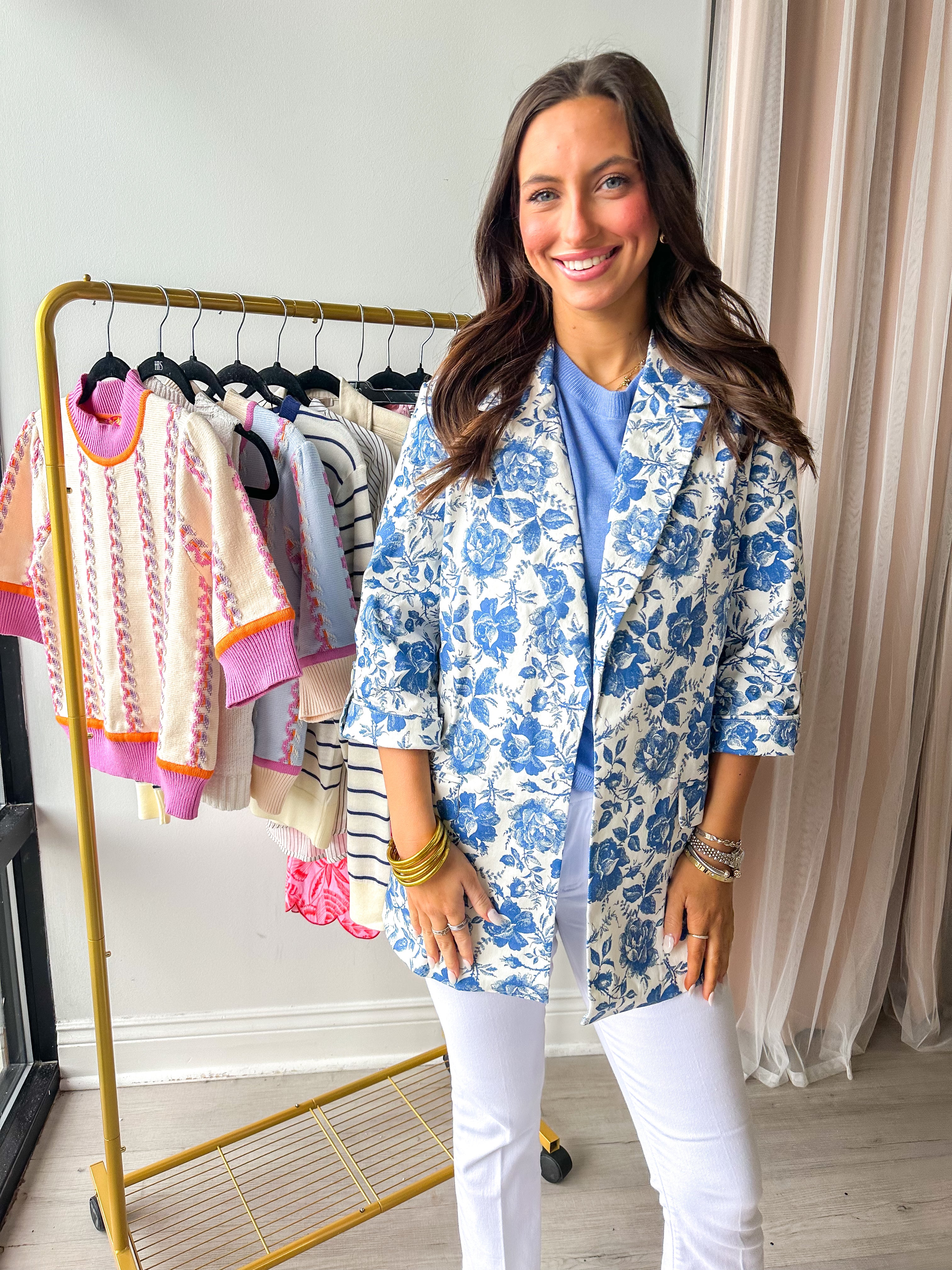 Blue Floral Blazer