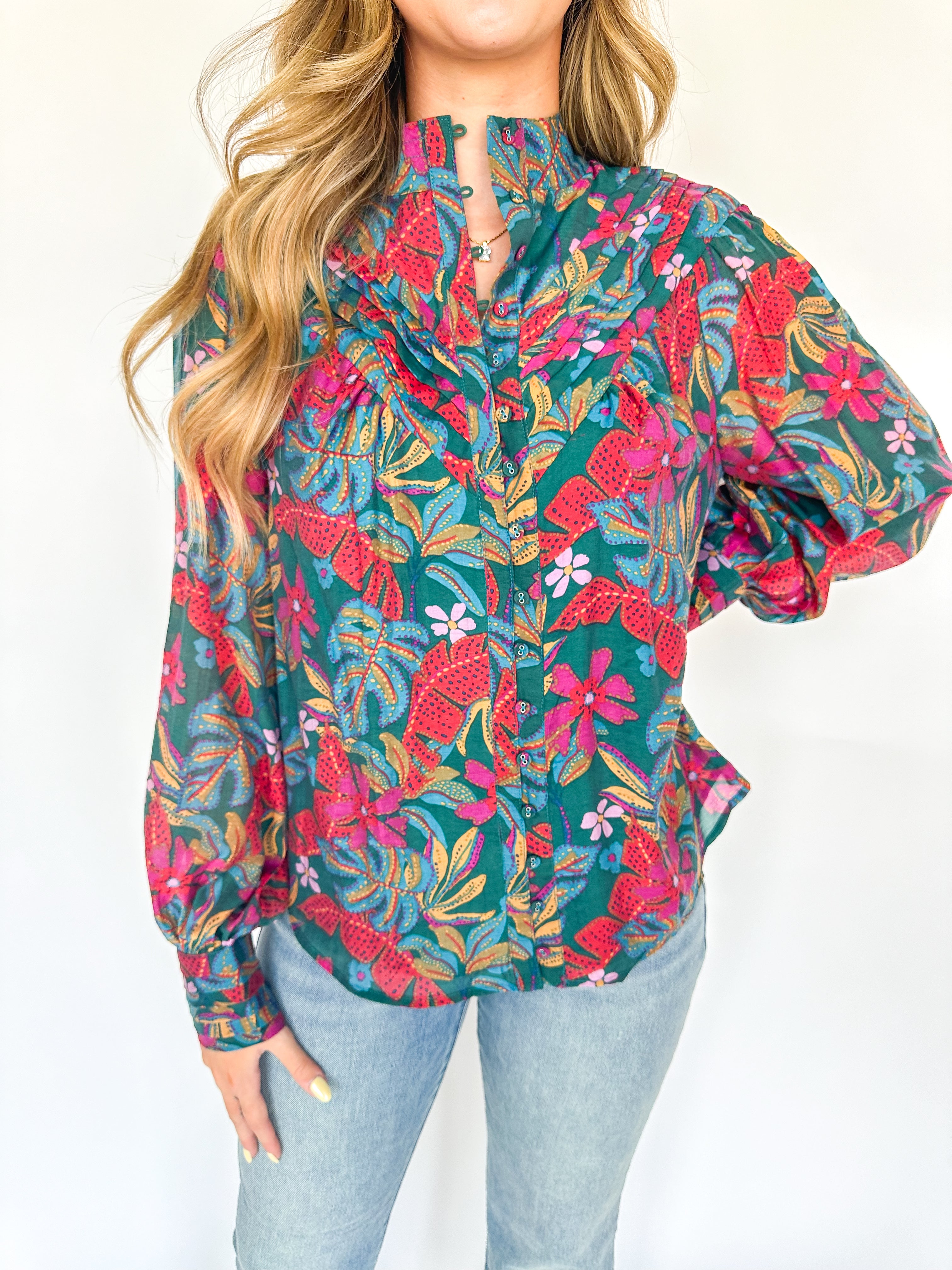 Amazing Evening Floral Teal Blouse