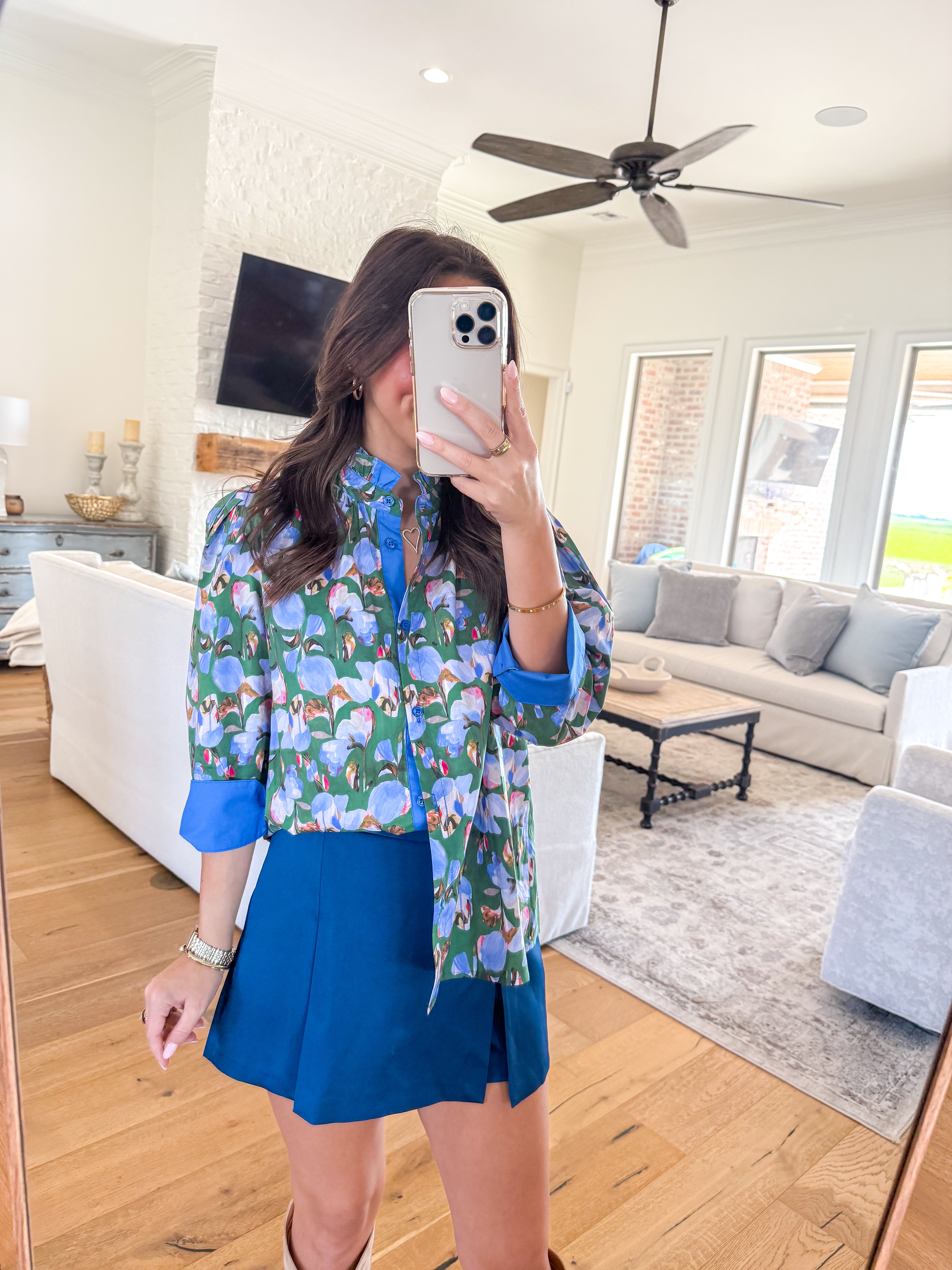 Maris Teal Satin Skort