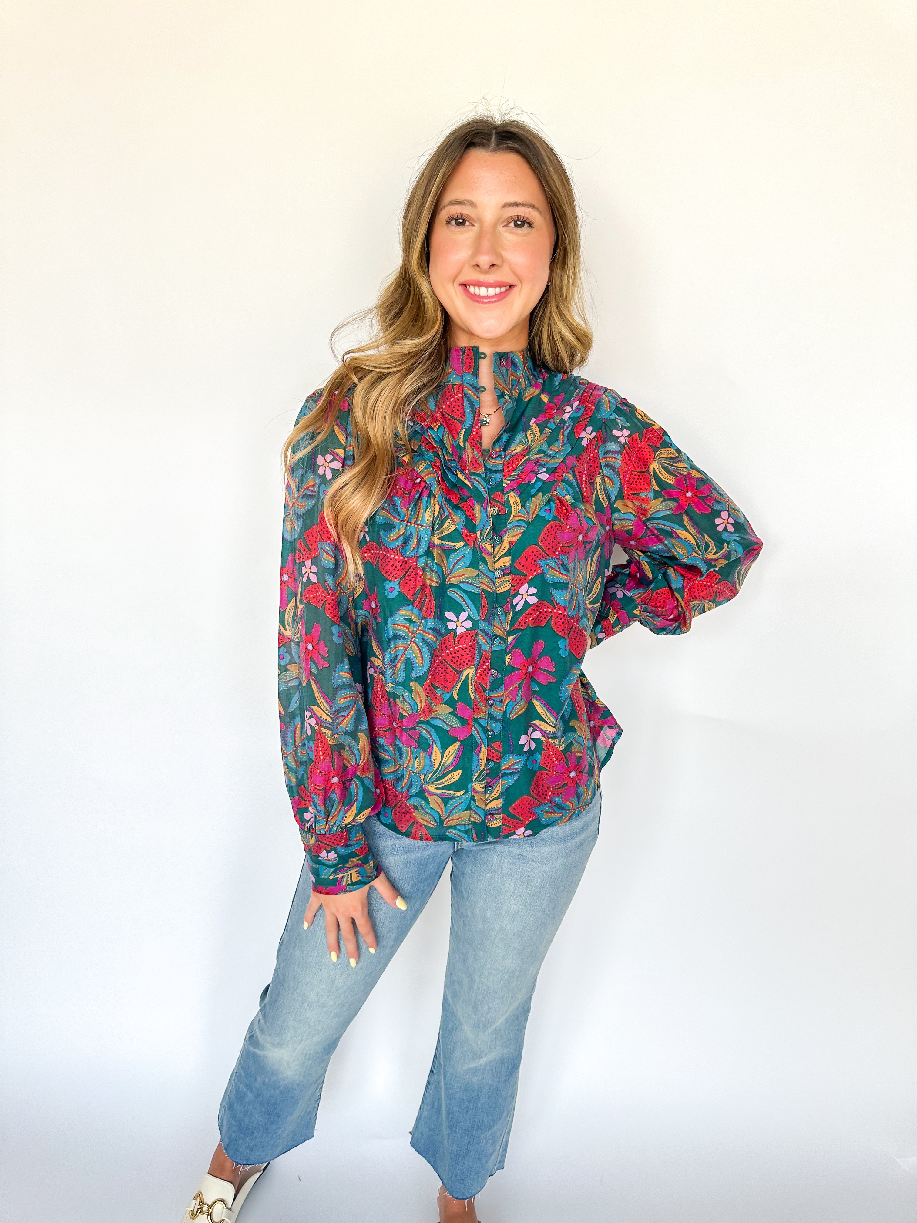 Amazing Evening Floral Teal Blouse