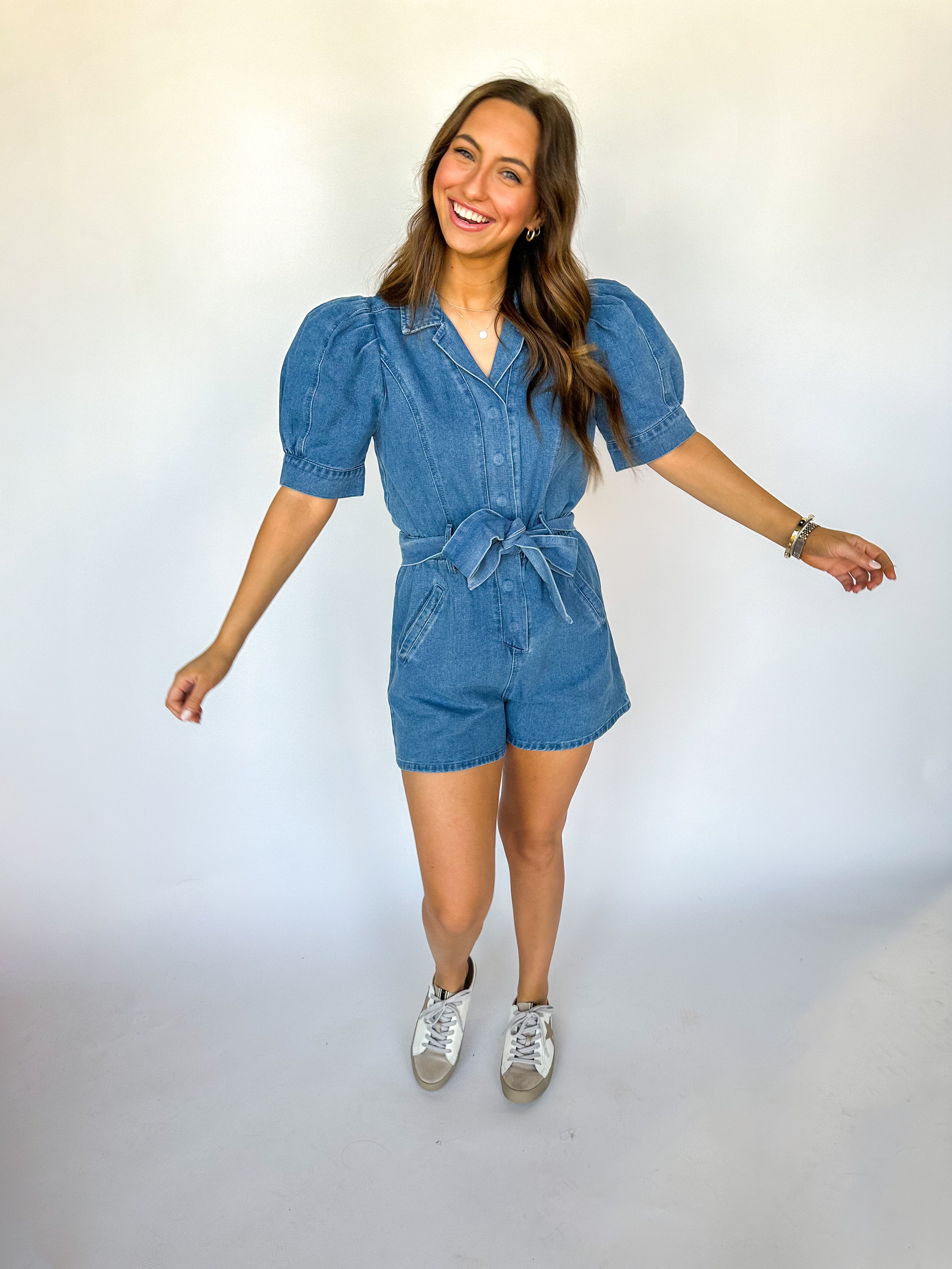 Sweet Girl Denim Romper