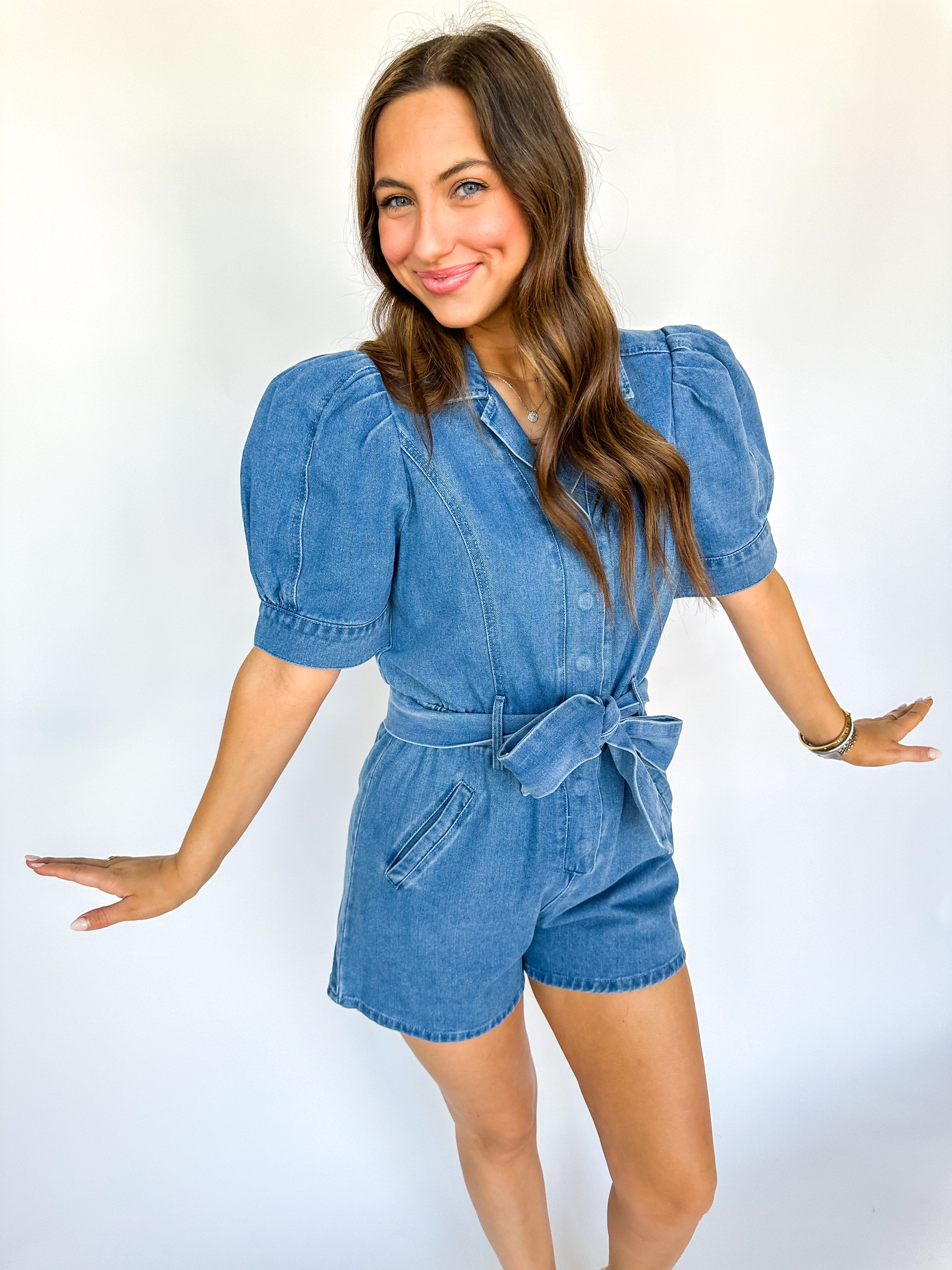 Sweet Girl Denim Romper