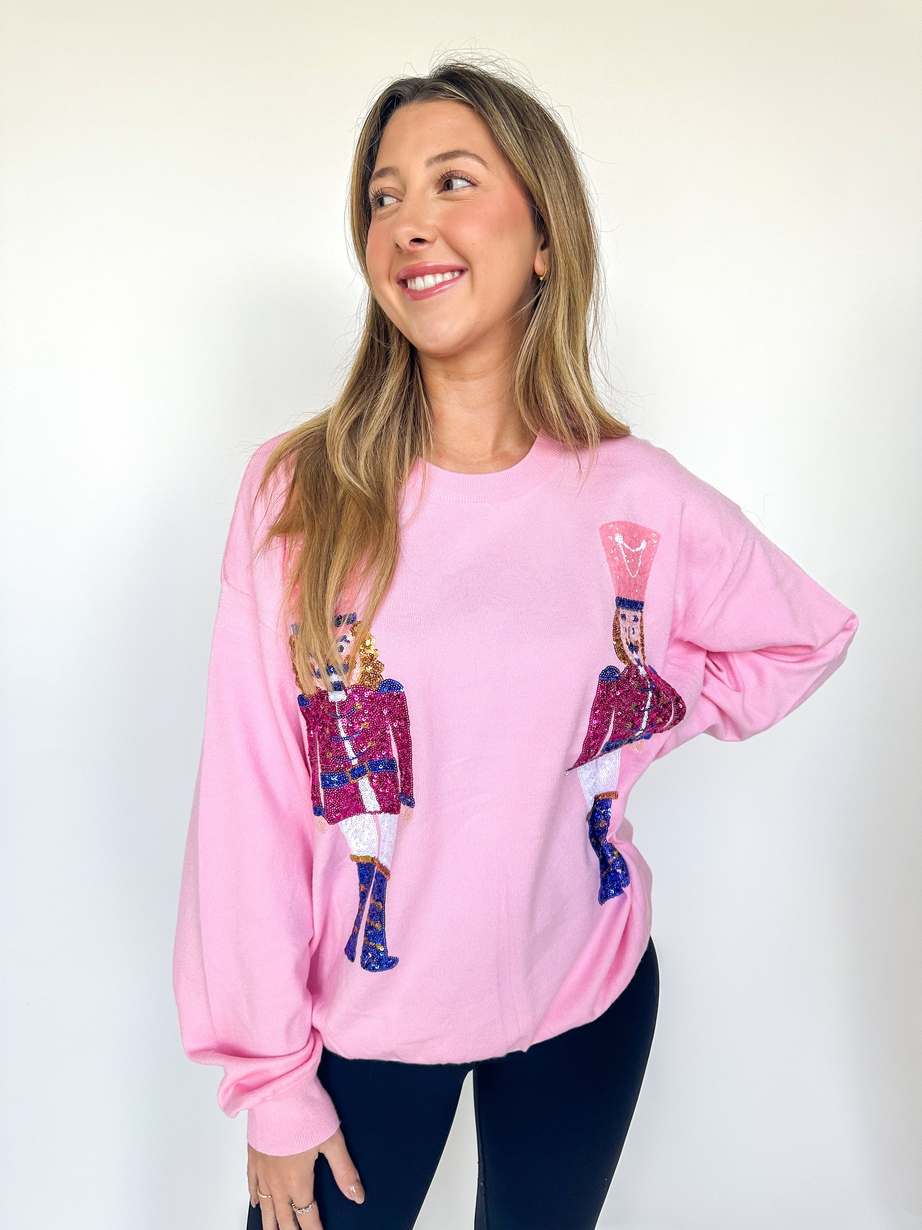 Double Sequin Nutcracker Pink Sweater