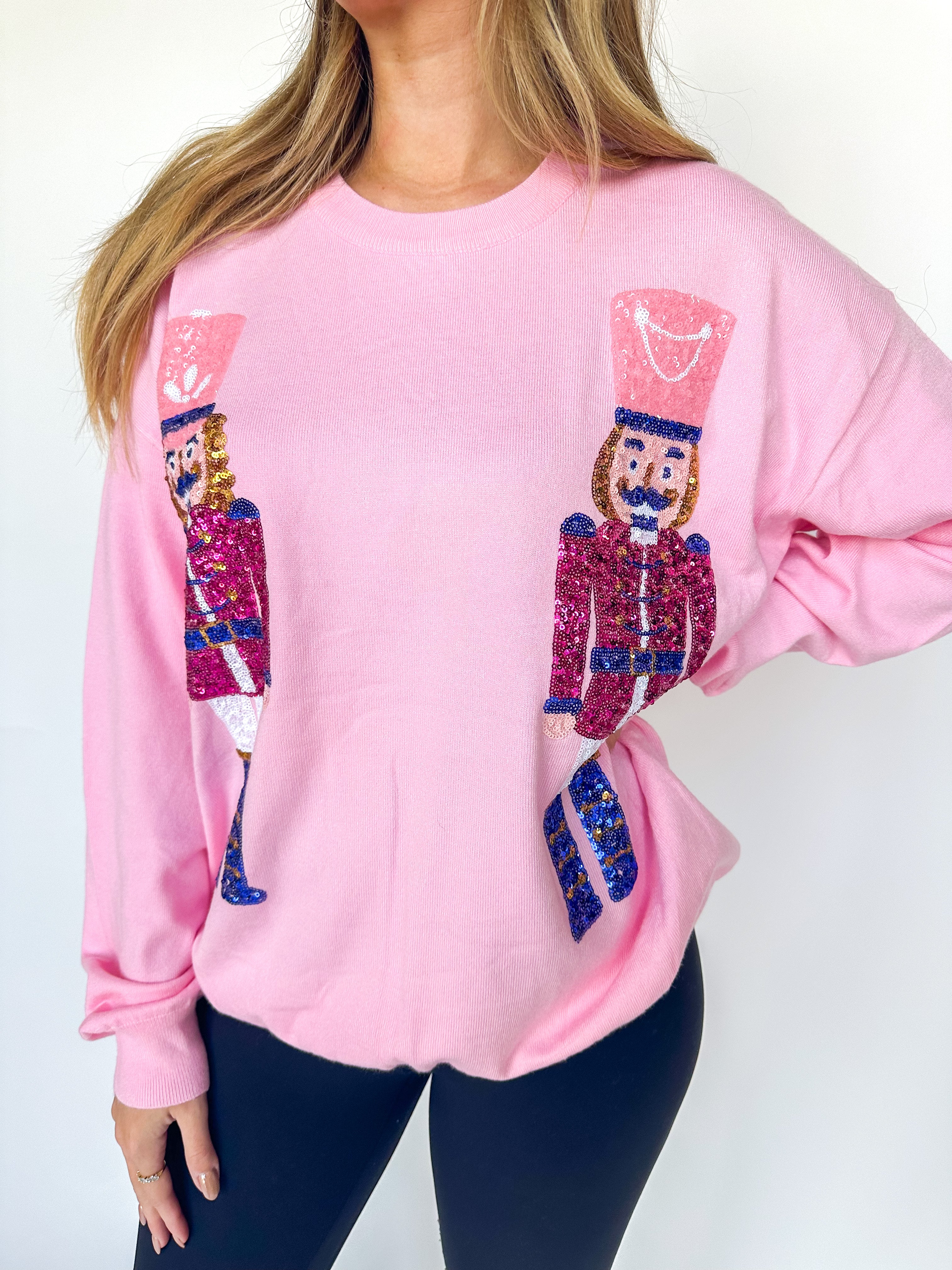 Double Sequin Nutcracker Pink Sweater