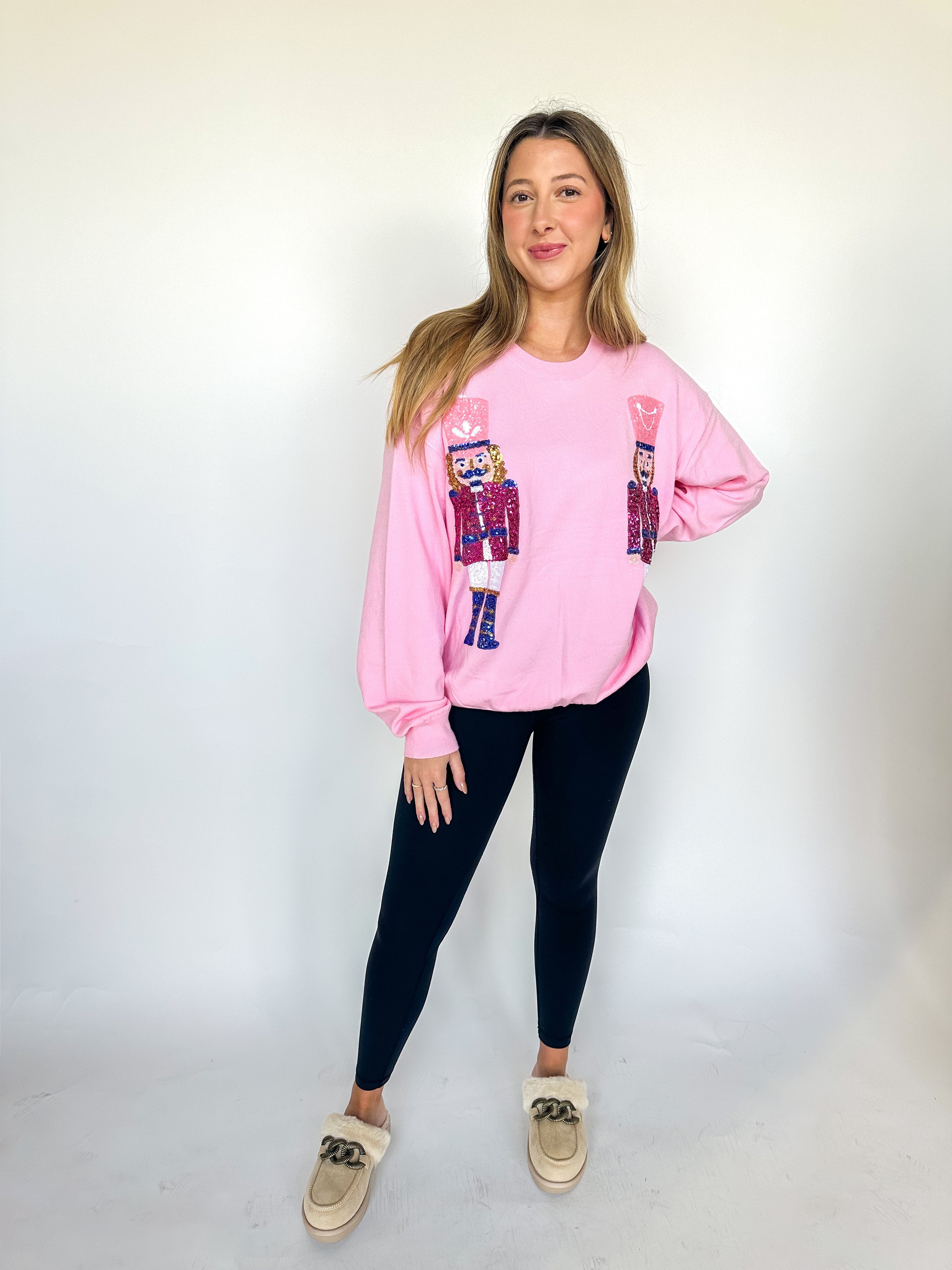 Double Sequin Nutcracker Pink Sweater