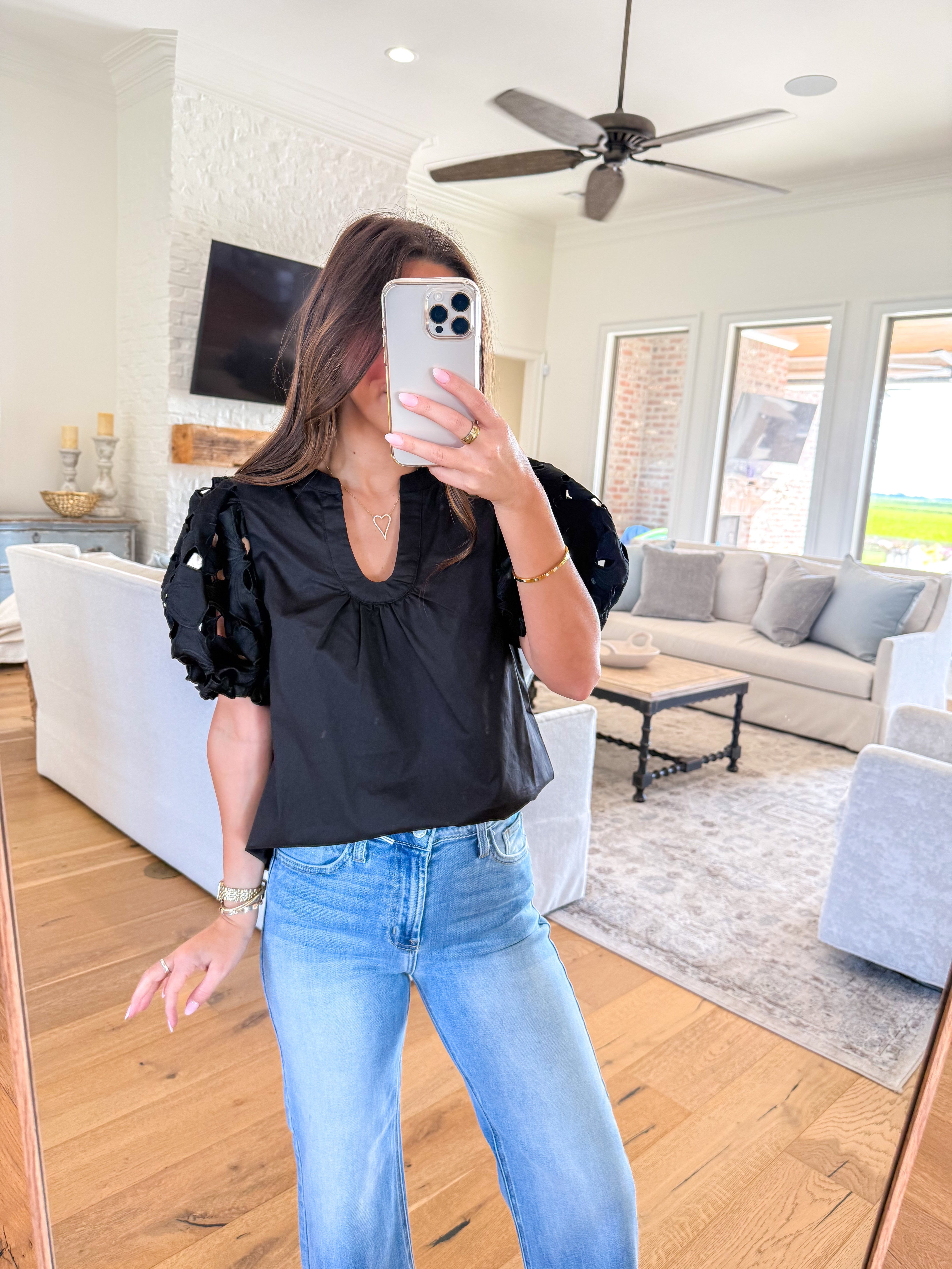 Clara Black Eyelit Blouse