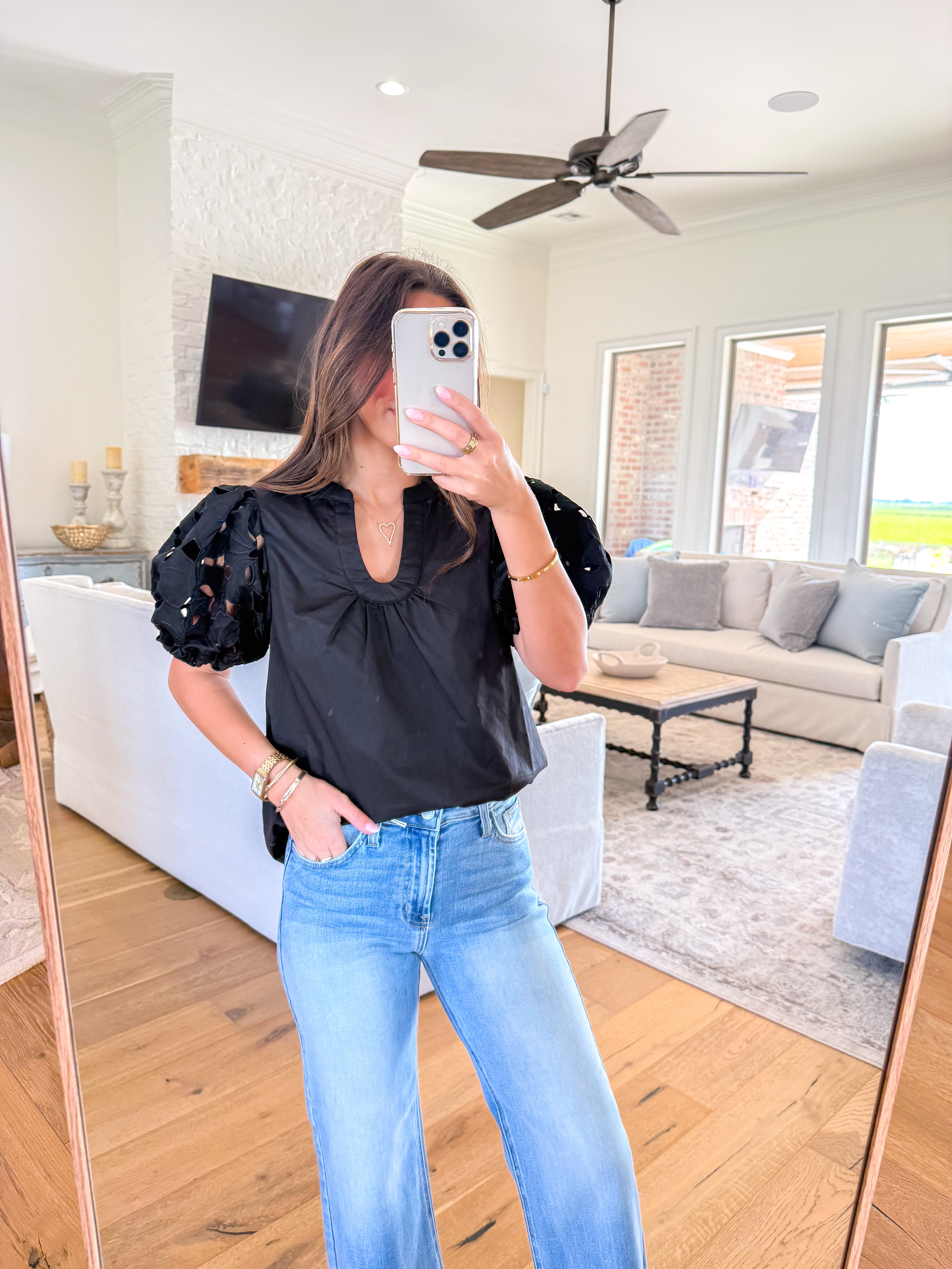 Clara Black Eyelit Blouse