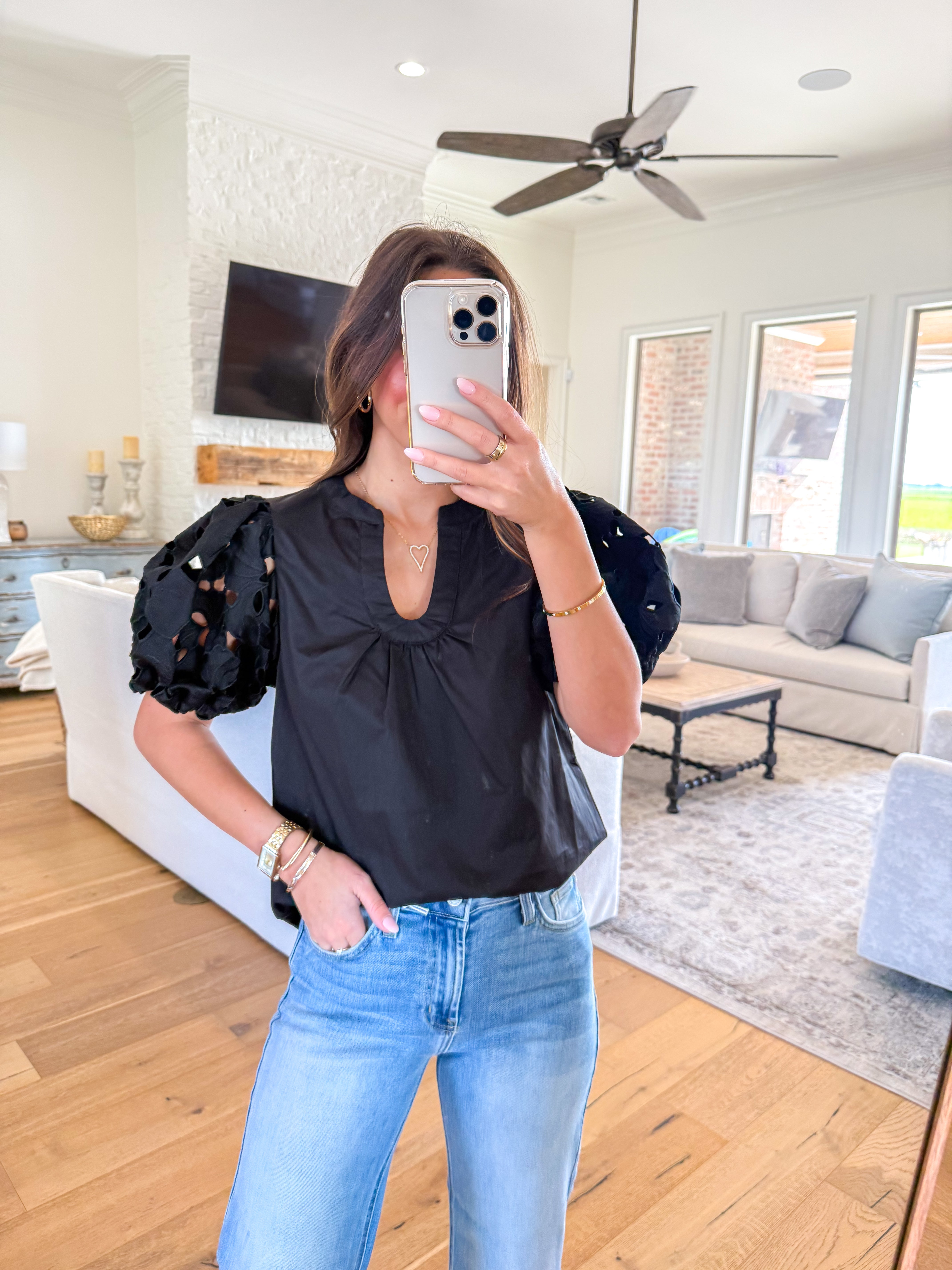 Clara Black Eyelit Blouse