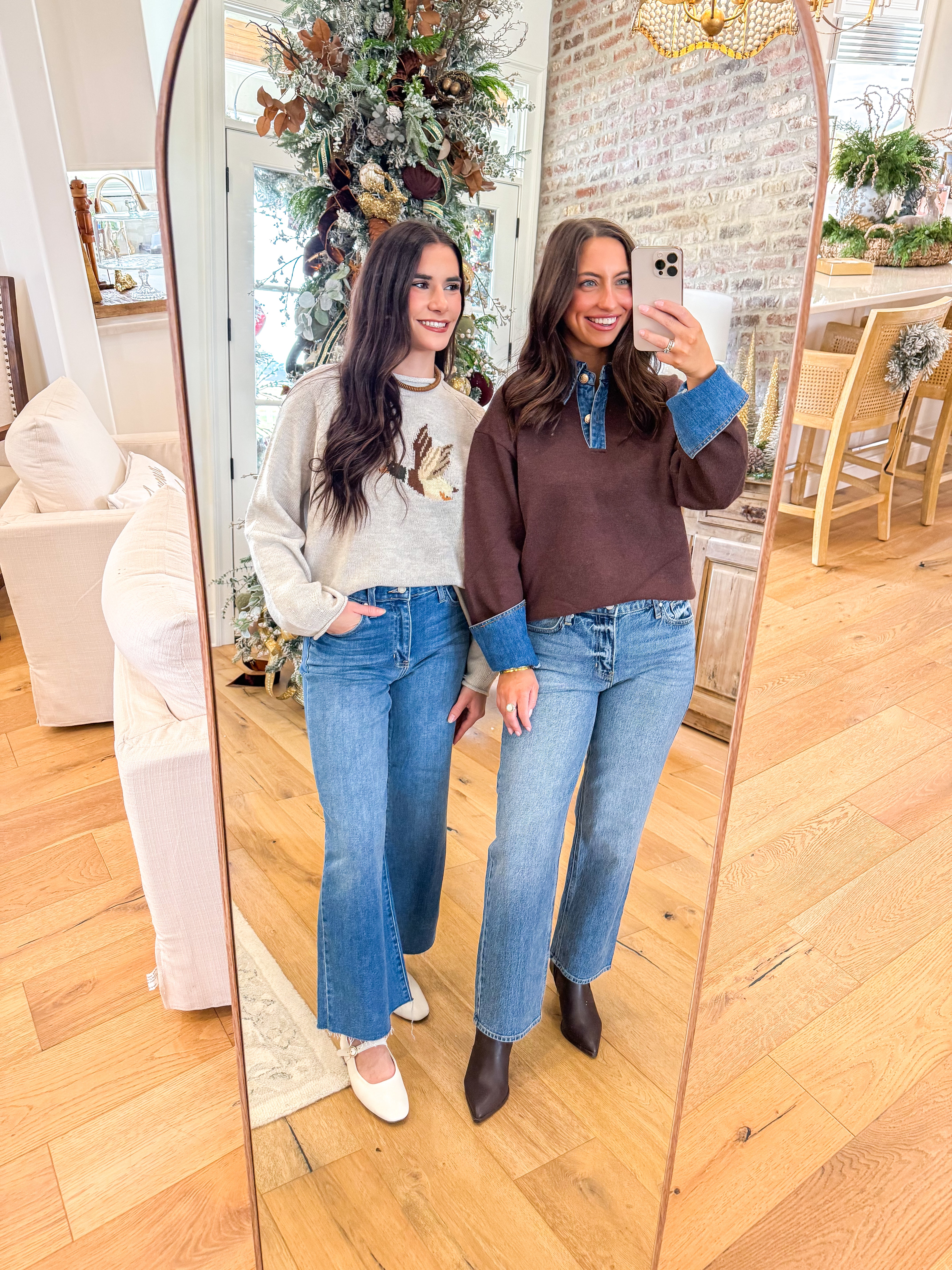 Triana Layered Collar Knit Sweater Brown
