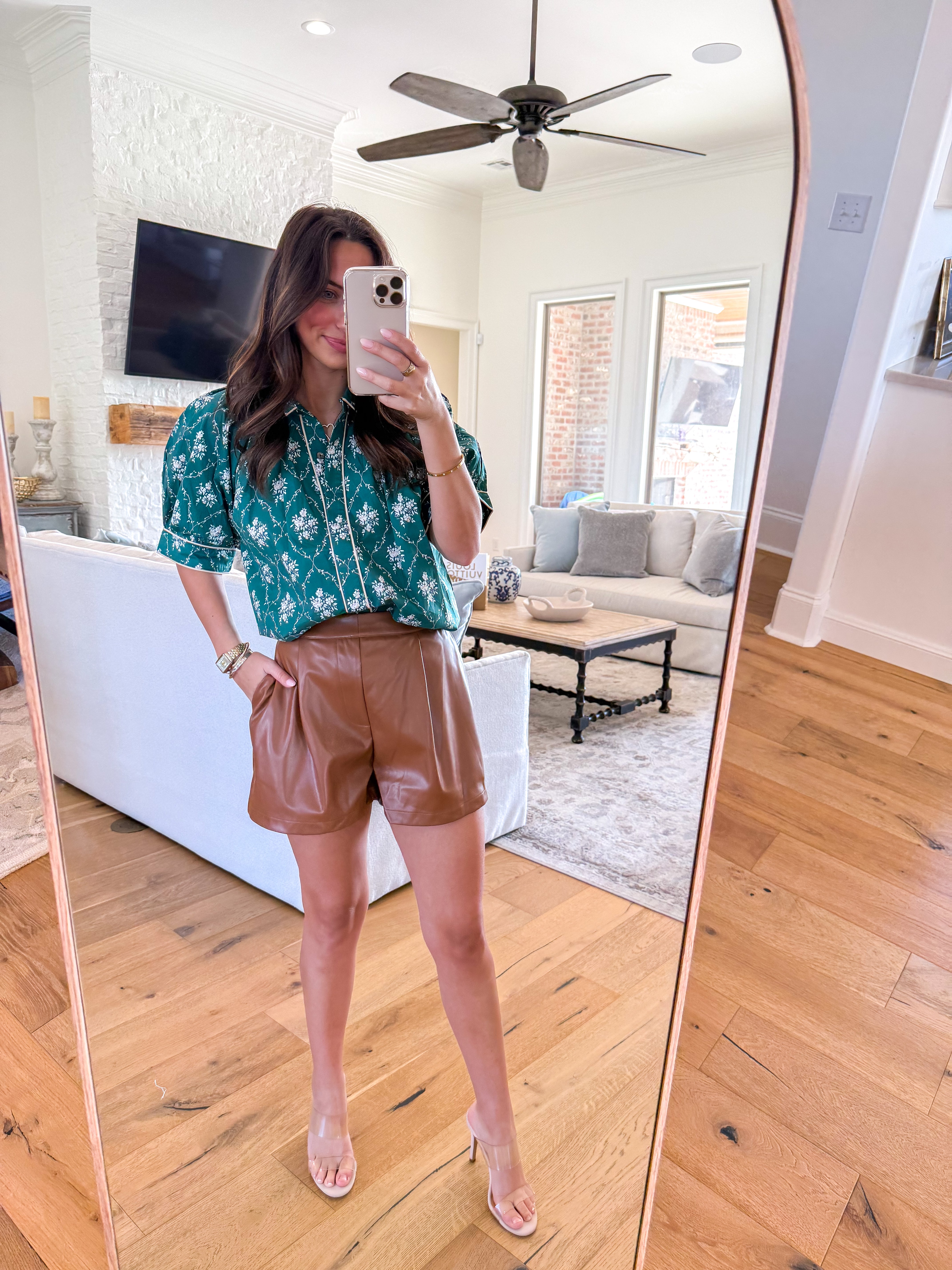 Soren Vegan Leather Shorts Cognac