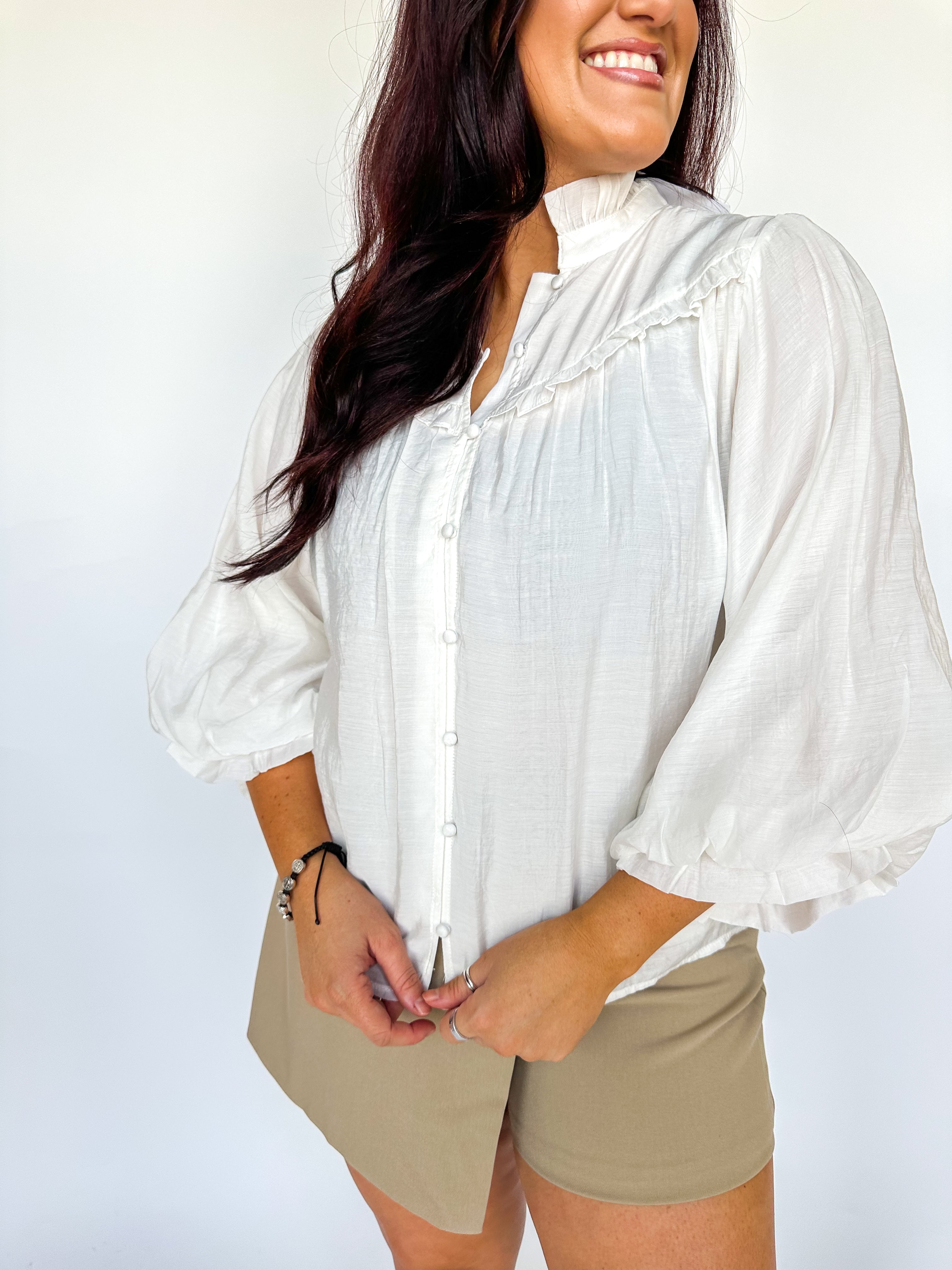 Calm Reflections Off White Blouse