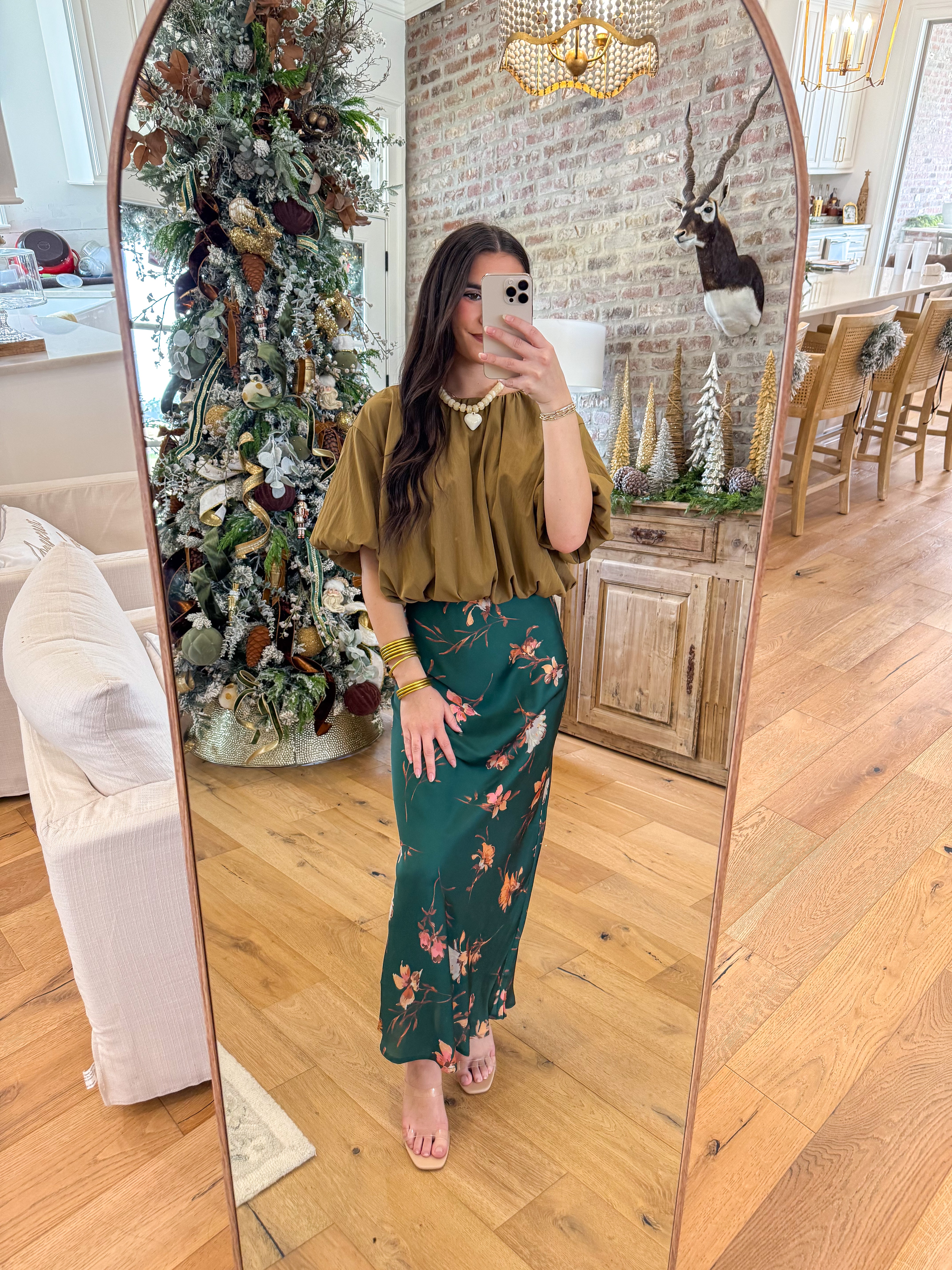 Alexis Floral Maxi Satin Skirt