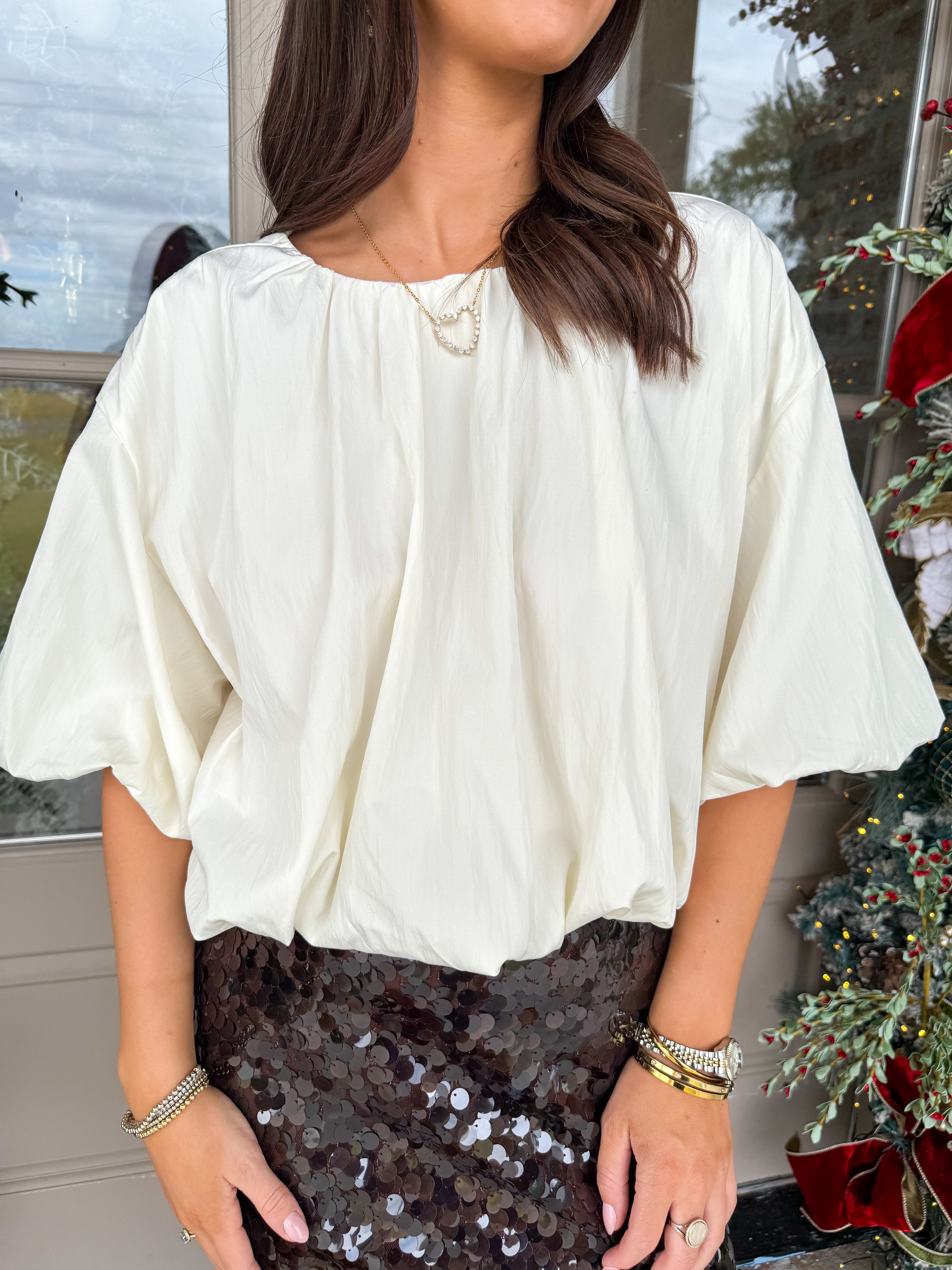 The Bubble Balloon Crop White