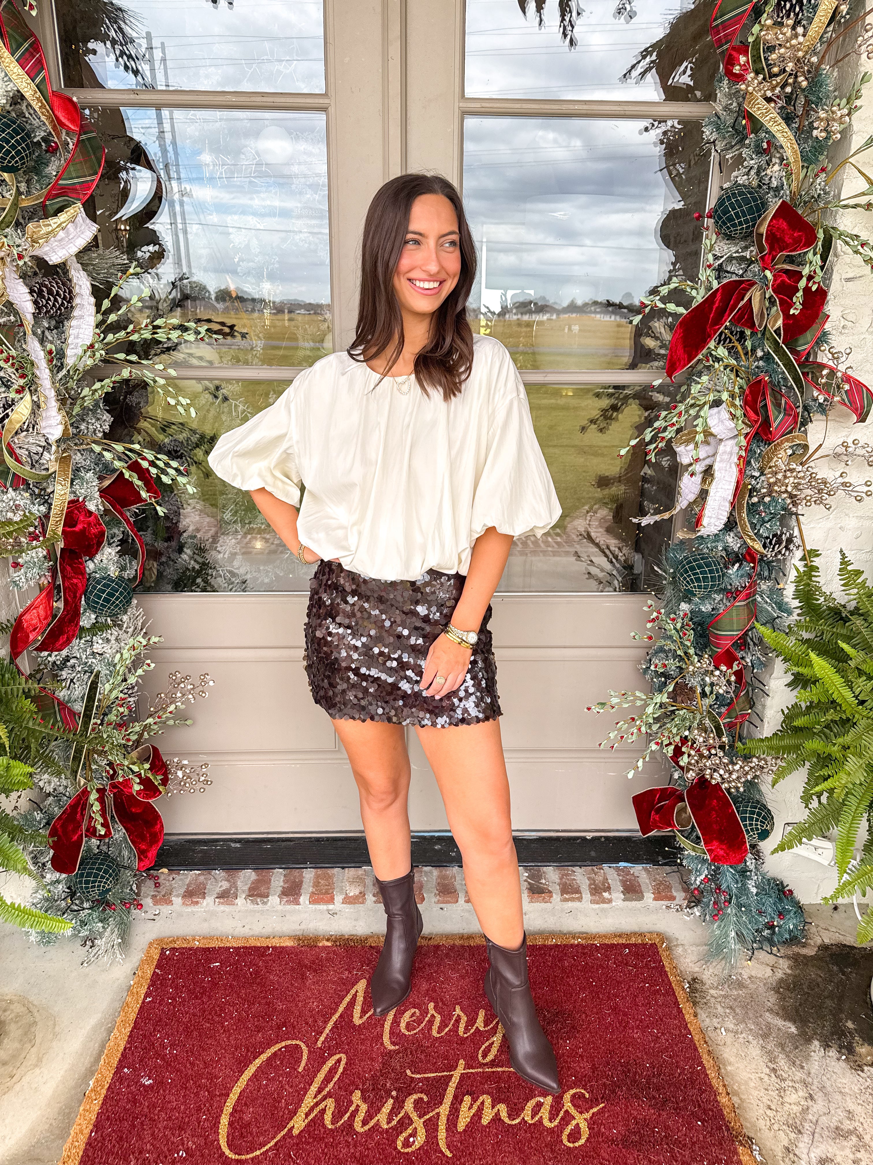 Espresso Sequin Mini Skirt
