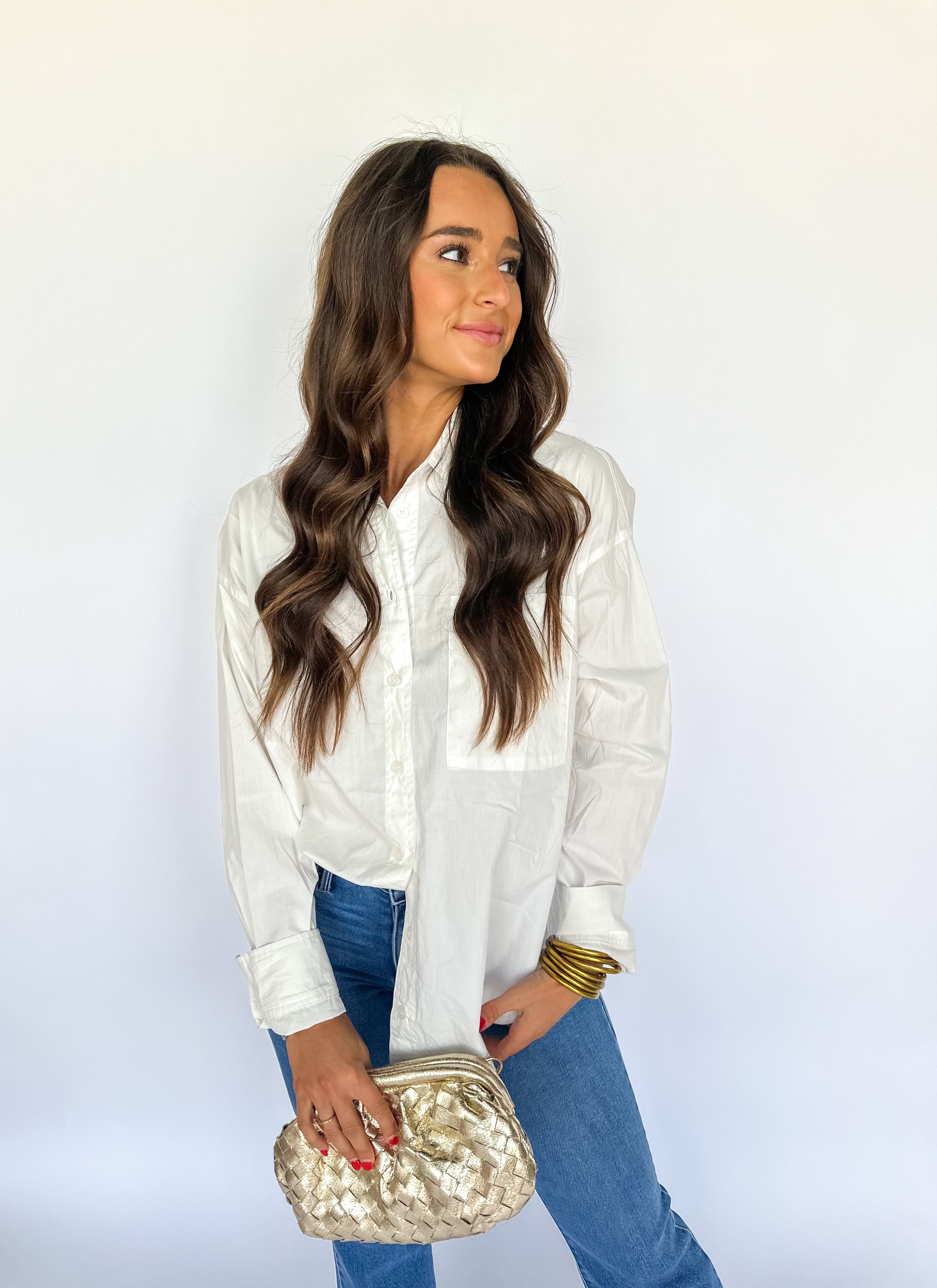 Button Down Off White Top