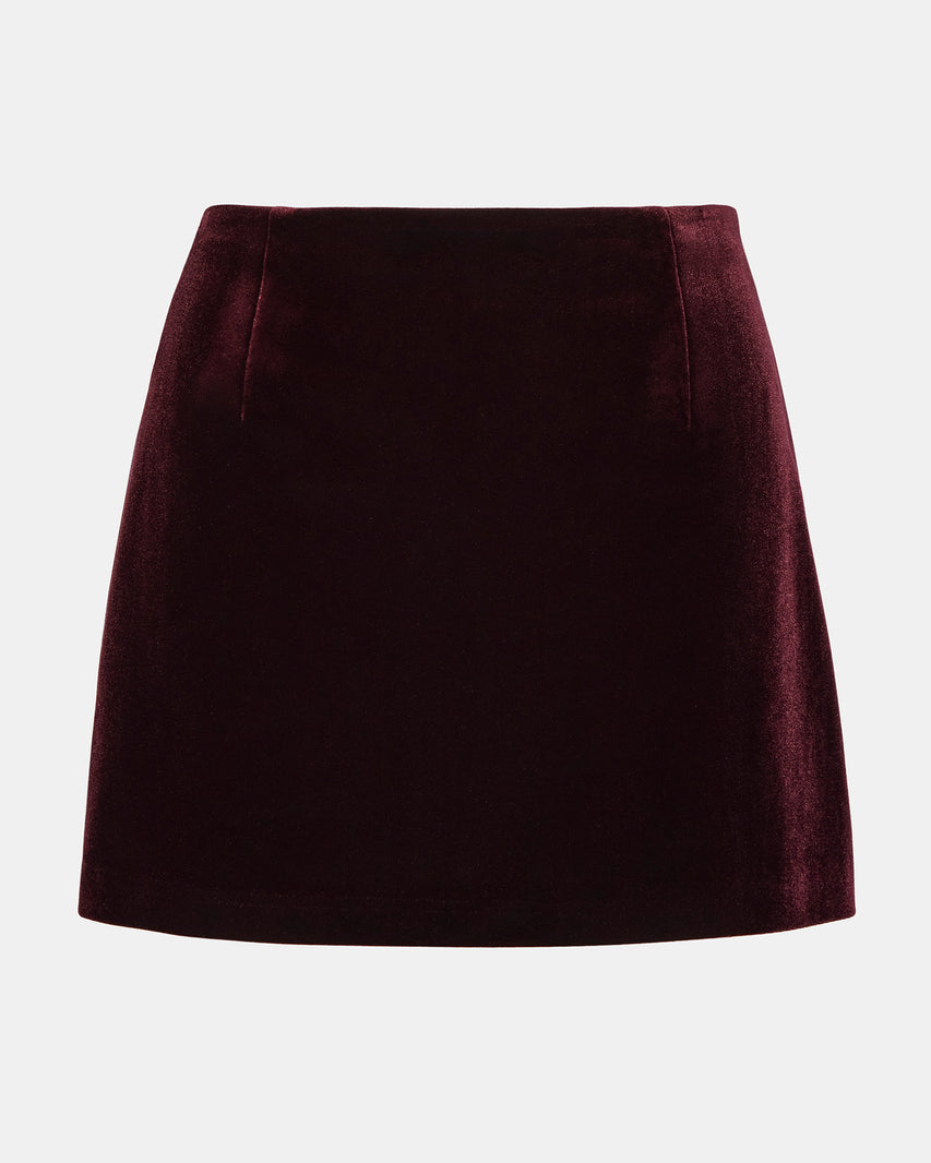 Cindi Velvet Skirt Red