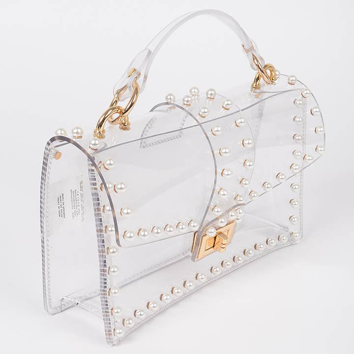Transparent Clutch W/Faux Pearl (PREORDER 08/10)