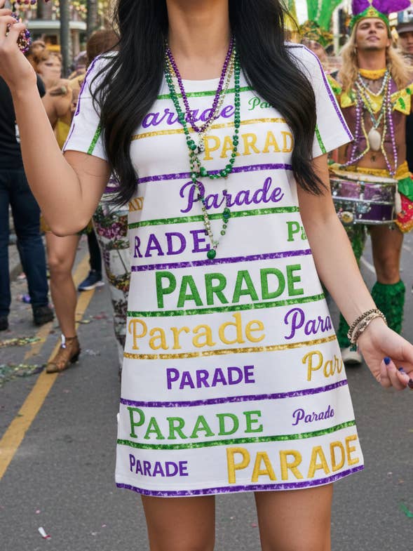 Mardi Gras parade Sequin T-Shirt Dress