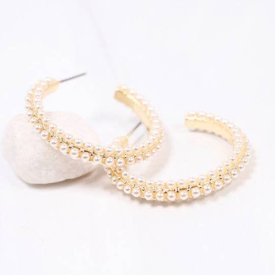 Woodard Pearl Hoop Earring Gold