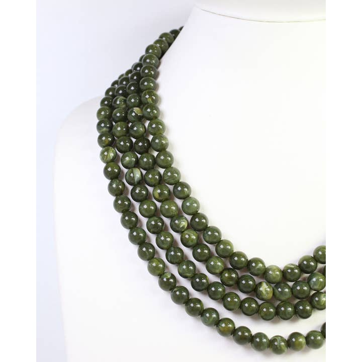 Micah Beaded Buckle Necklace Olive