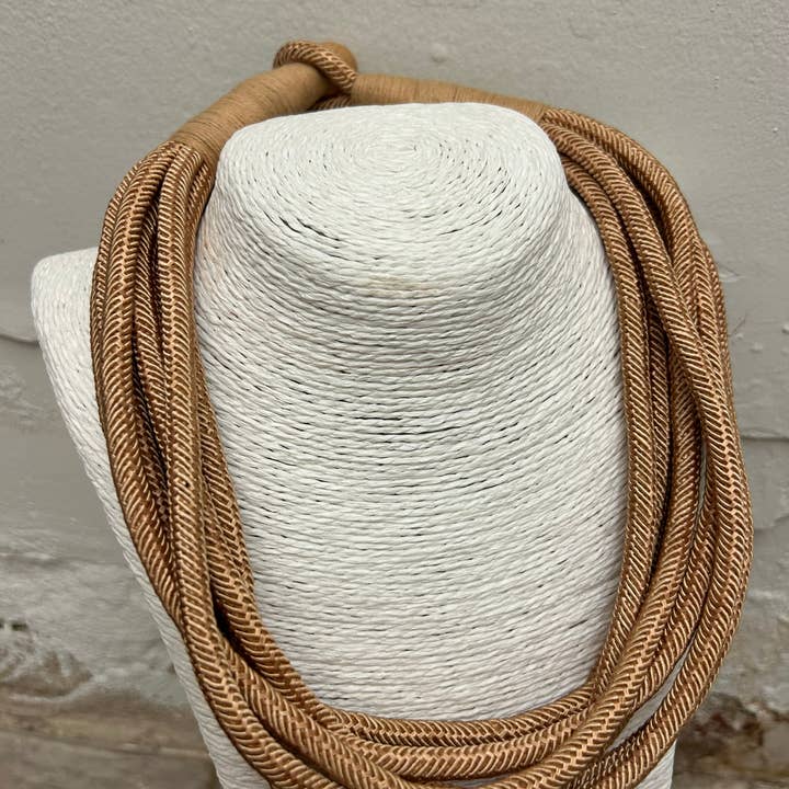 Slub 8 Strand Necklace Tan