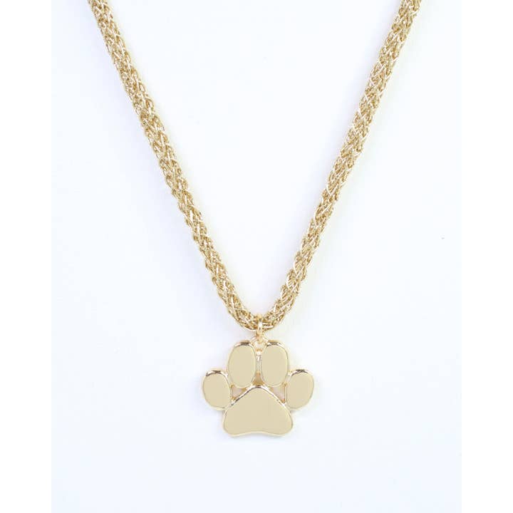 Corie Cord Necklace Paw Print Gold
