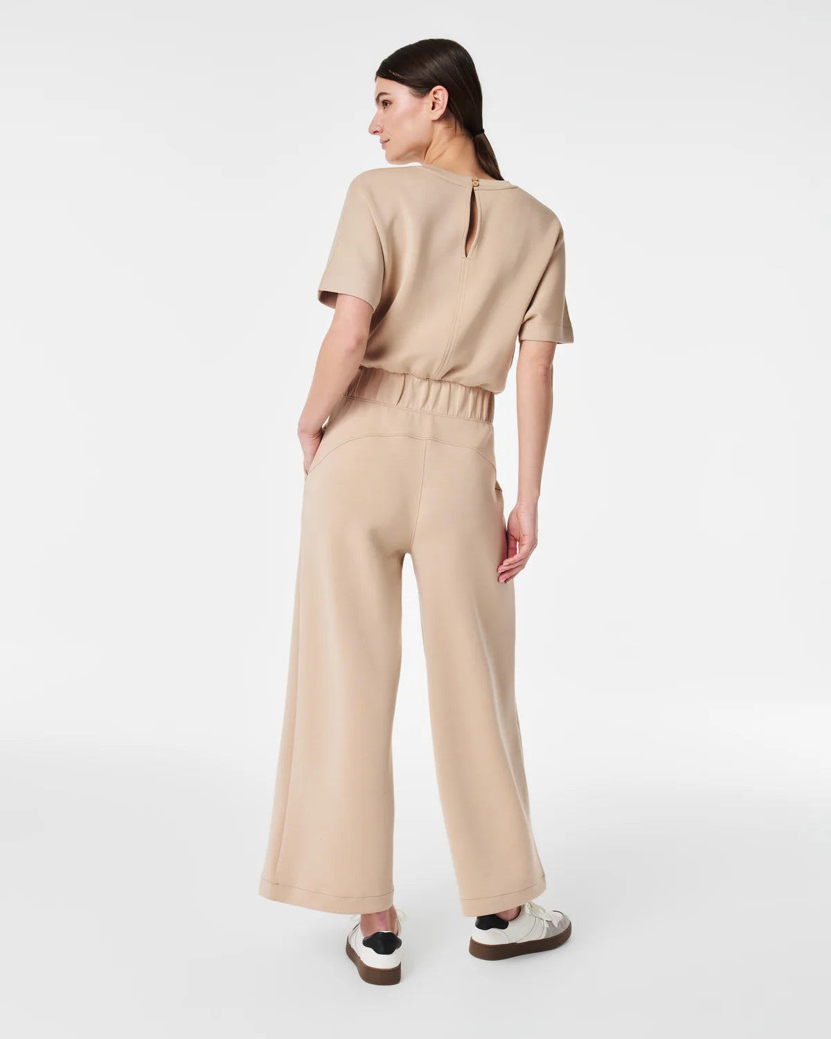 Air Essentials Cropped Wide Leg Jumpsuit Tahini