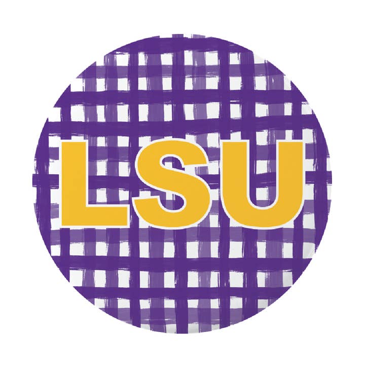 LSU Purple Gingham Button (PREORDER 08/10)