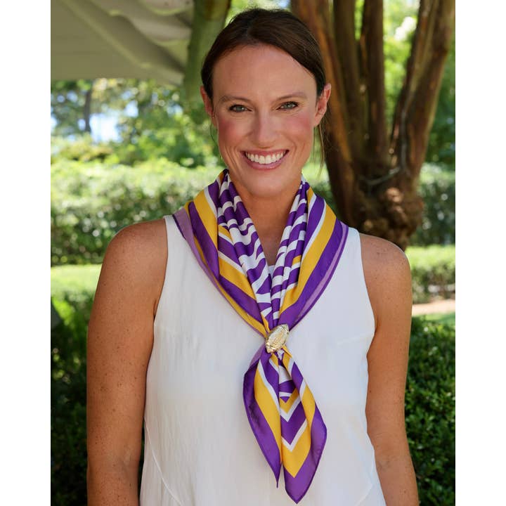 Harper Striped Scarf Medium Purple Gold (PREORDER 08/10)