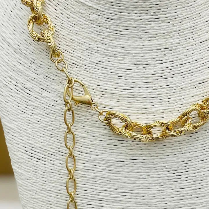 Vintage + twisted Link Gold Coin Necklace