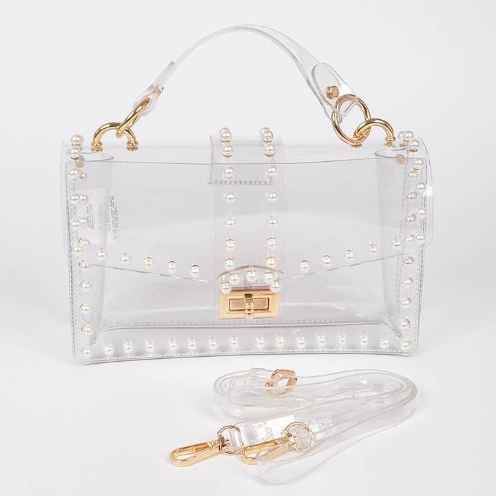 Transparent Clutch W/Faux Pearl (PREORDER 08/10)