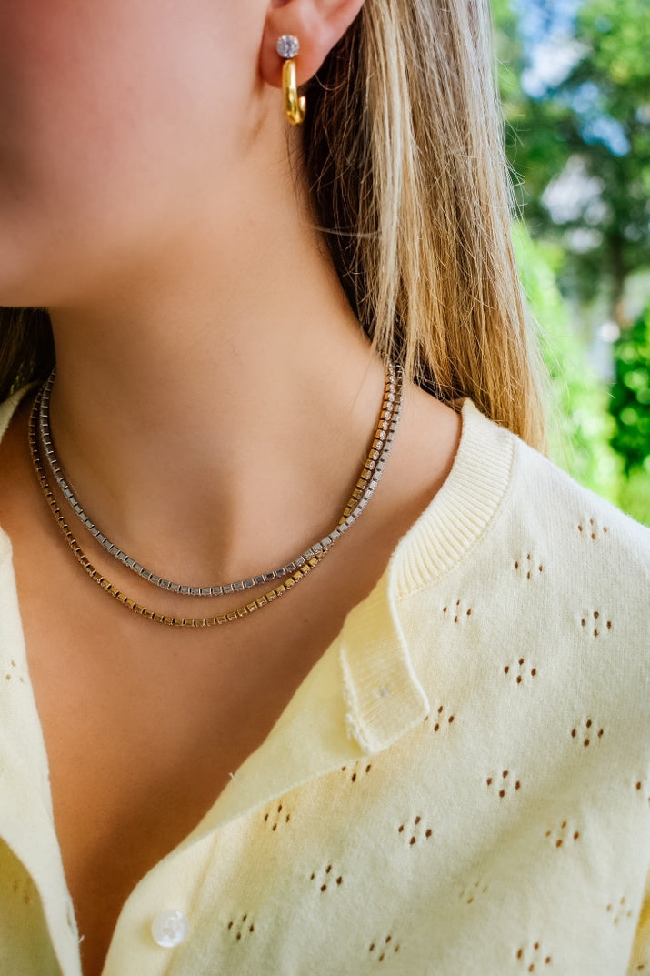 Evie Tennis Necklace Gold